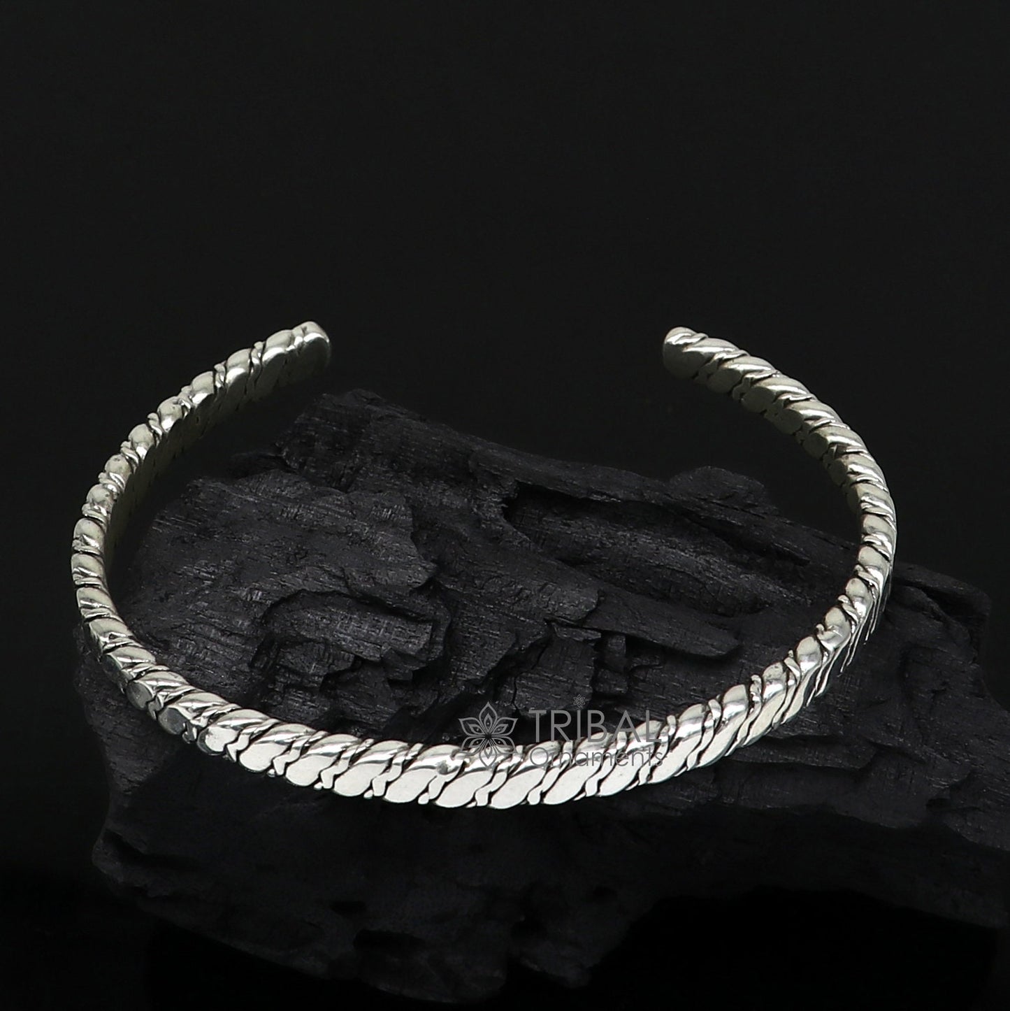 925 sterling silver handmade solid trendy spiral design fashion kada cuff bracelet, cuff kada unsex gifting jewelry solid kada cuff162 - TRIBAL ORNAMENTS
