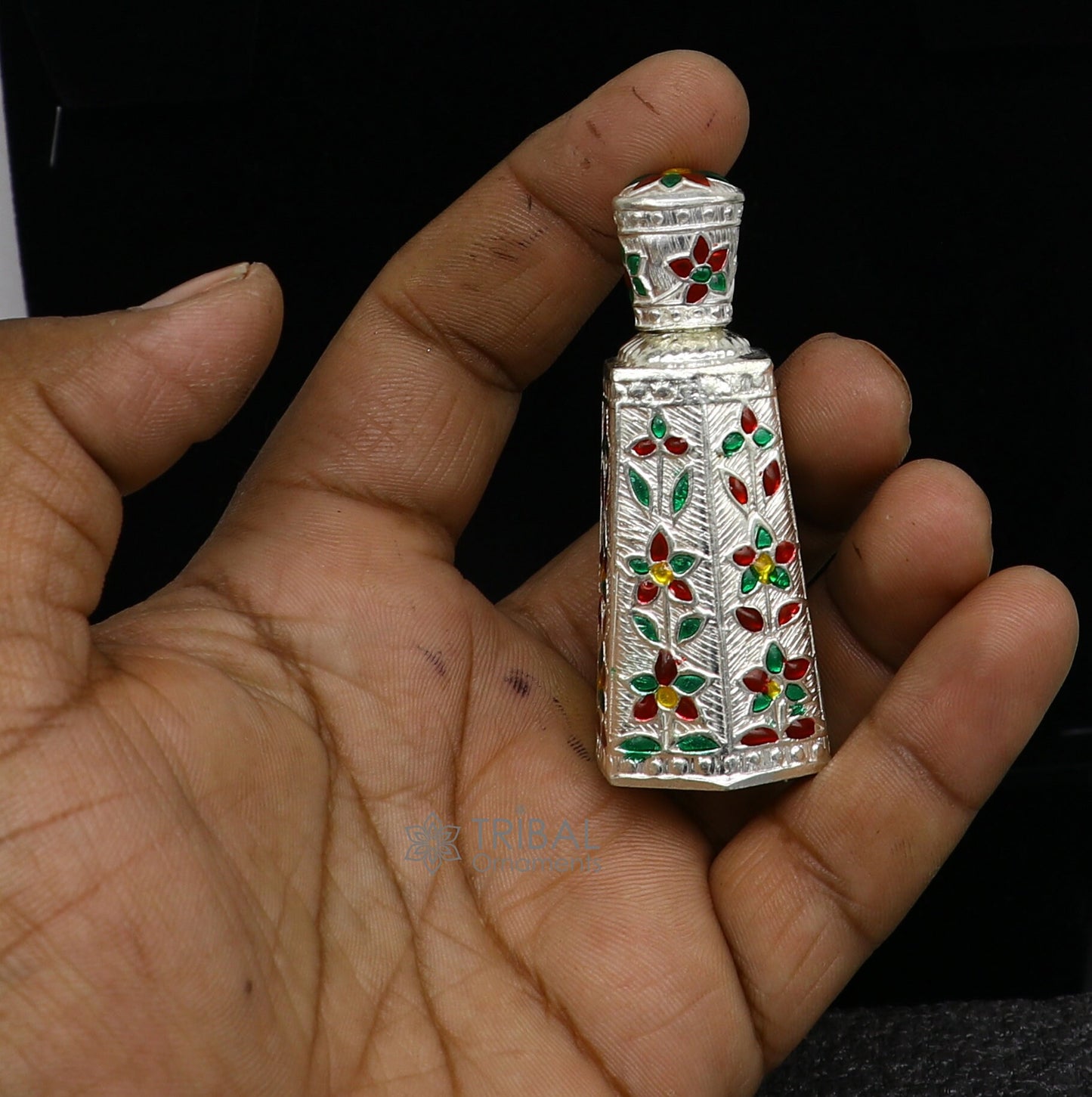 925 sterling silver sindur box, brides box/casket box bridal enamel sindur box collection, container box, eyeliner box gifting stb814 - TRIBAL ORNAMENTS