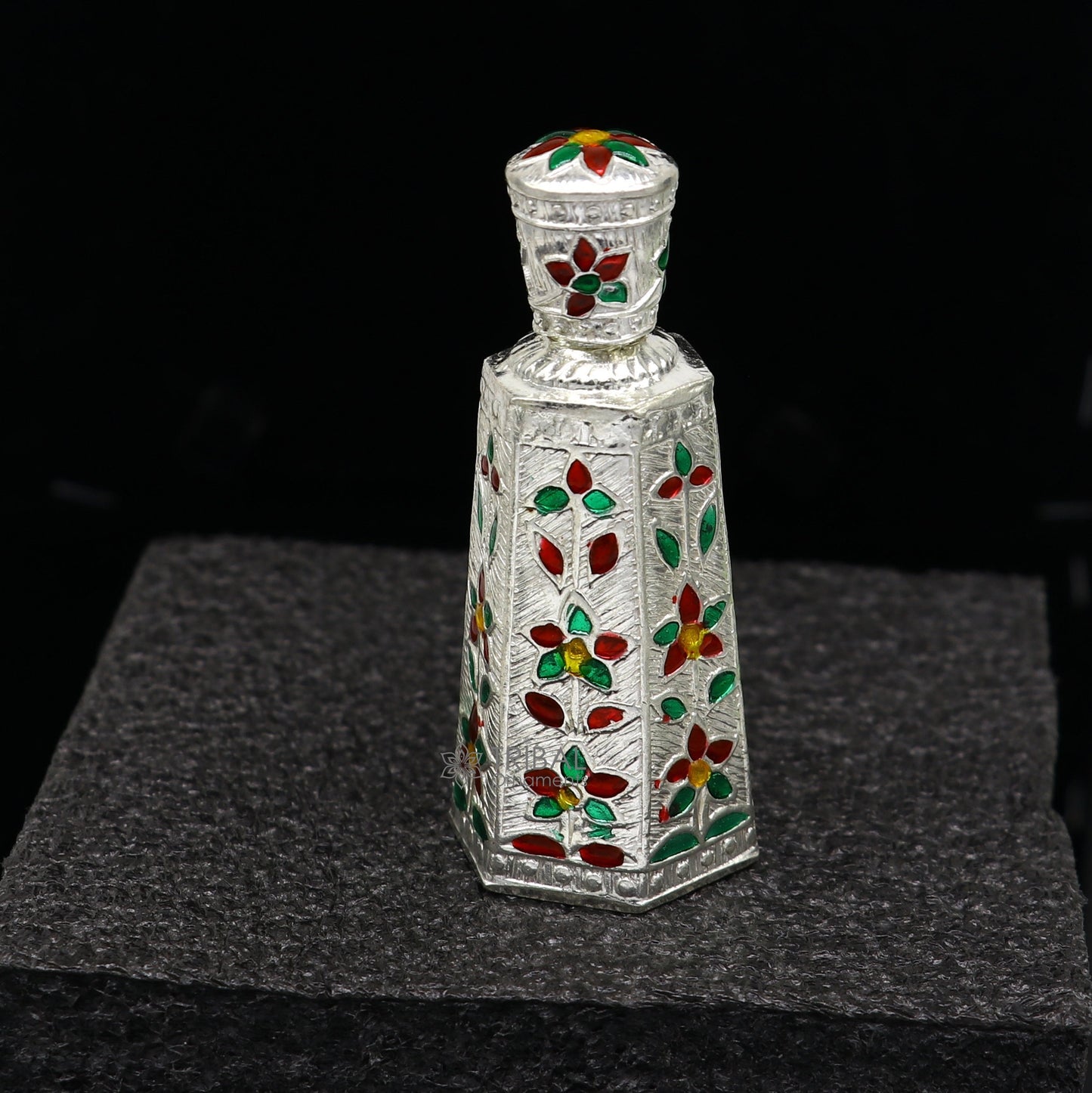 925 sterling silver sindur box, brides box/casket box bridal enamel sindur box collection, container box, eyeliner box gifting stb814 - TRIBAL ORNAMENTS
