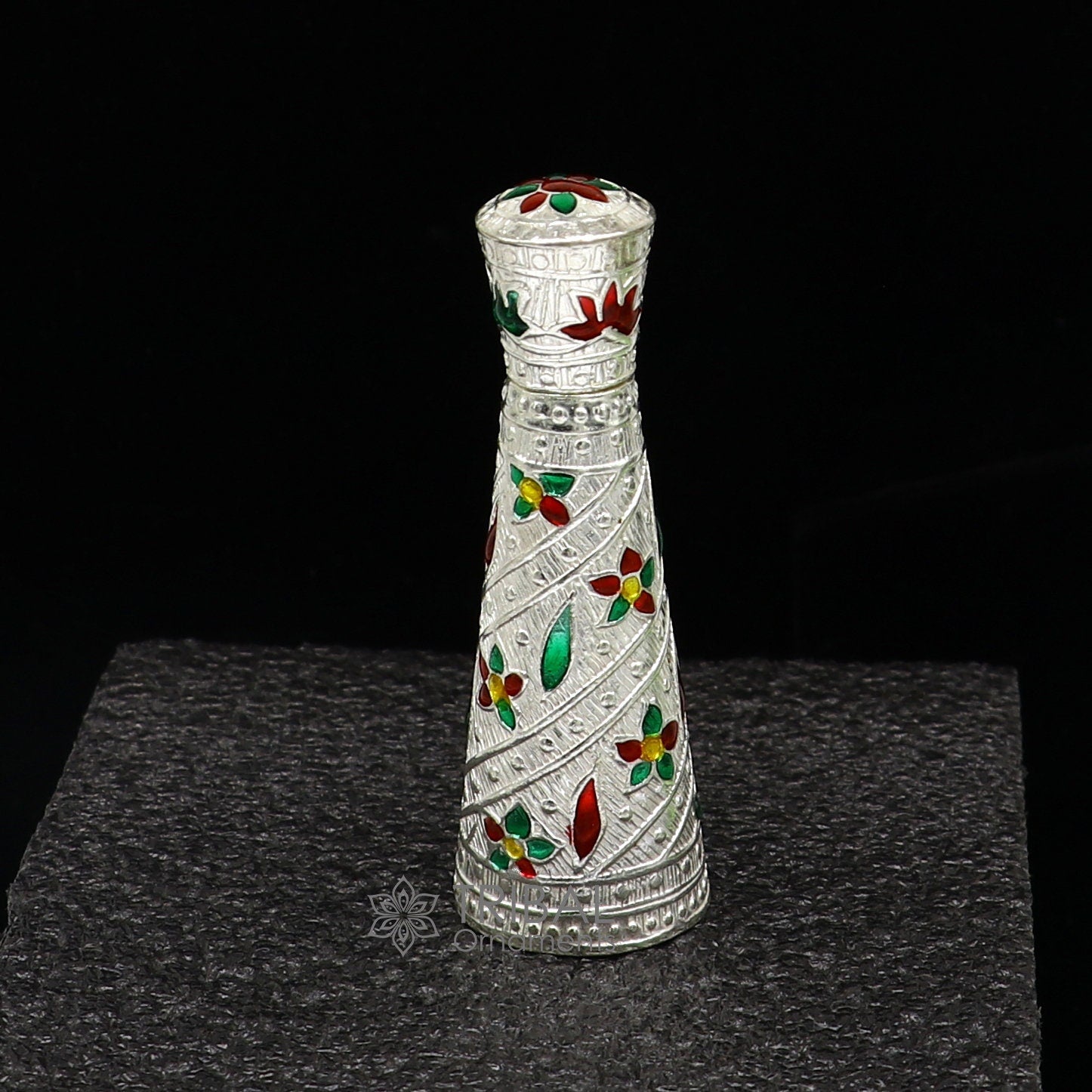 925 sterling silver sindur box, brides box/casket box bridal enamel sindur box collection, container box, eyeliner box gifting stb817 - TRIBAL ORNAMENTS