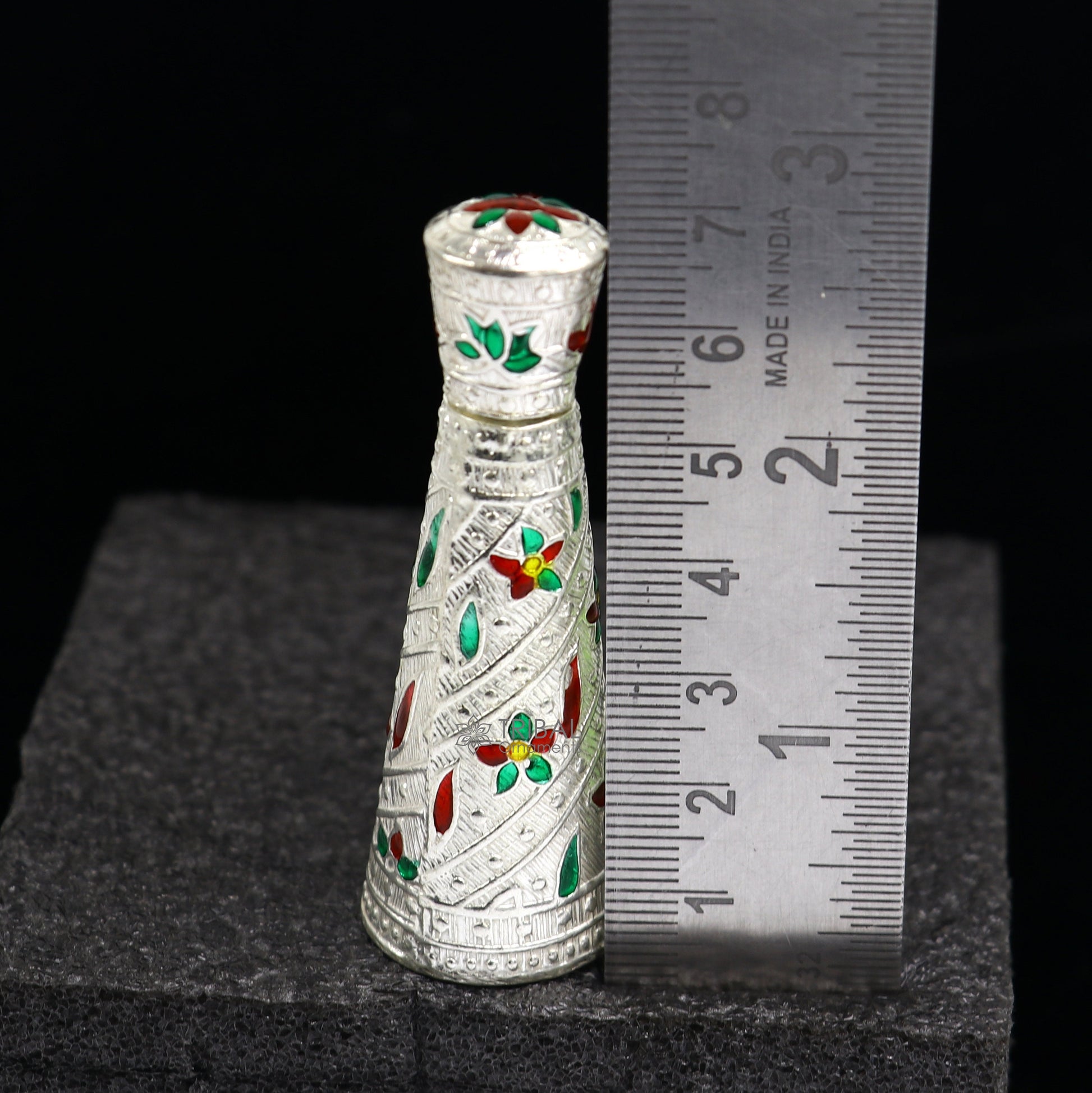 925 sterling silver sindur box, brides box/casket box bridal enamel sindur box collection, container box, eyeliner box gifting stb817 - TRIBAL ORNAMENTS