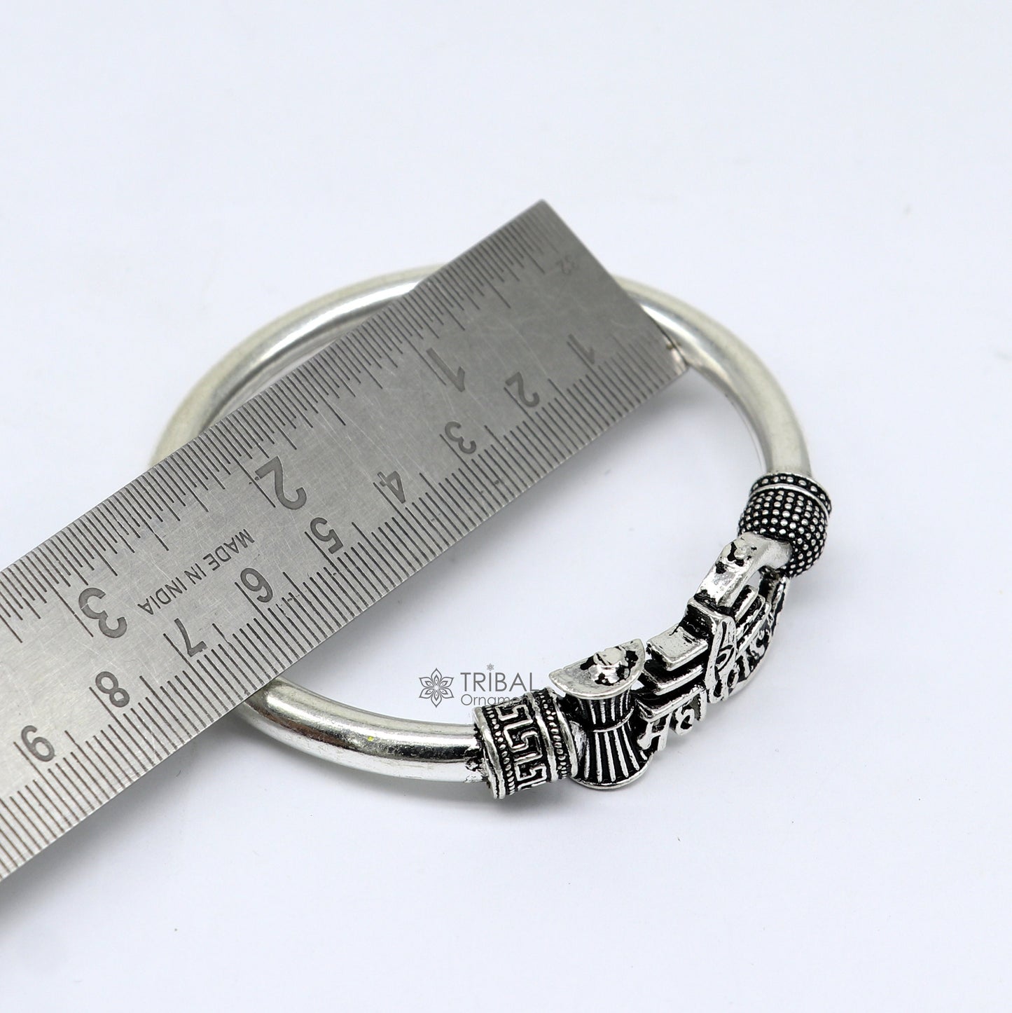 Handmade Sterling silver Lord Shiva Trident Kada Mahakal bracelet, Rudraksh bracelet, customized babhubali bangle kada giftig jewelry nsk697 - TRIBAL ORNAMENTS