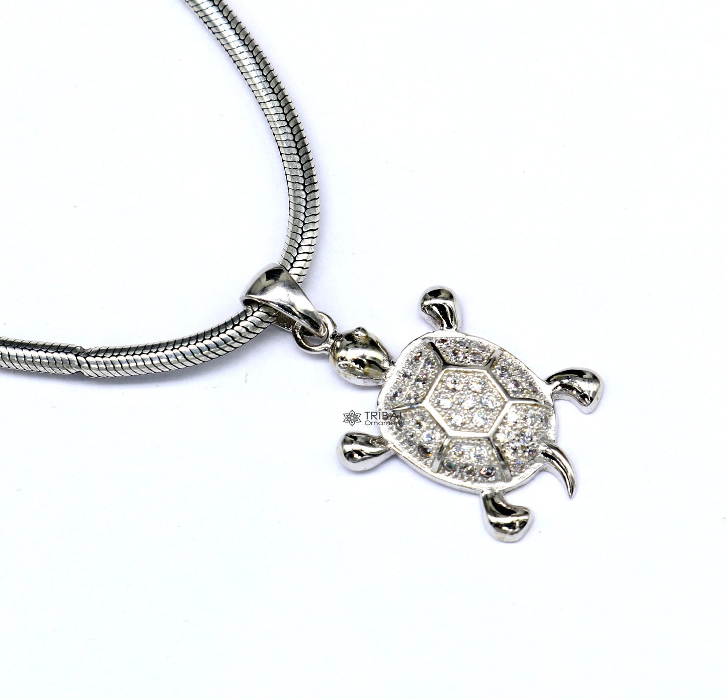 925 sterling silver beautiful cubic zircon stone Tortoise pendant adding a touch of natural beauty and sophistication to any outfit nsp630 - TRIBAL ORNAMENTS
