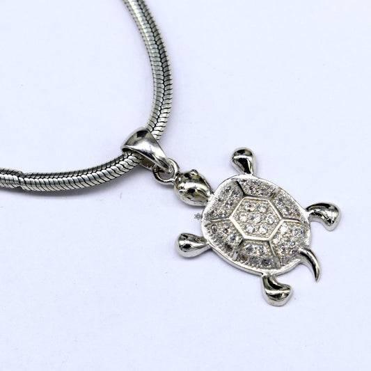 925 sterling silver beautiful cubic zircon stone Tortoise pendant  adding a touch of natural beauty and sophistication to any outfit nsp630 - TRIBAL ORNAMENTS