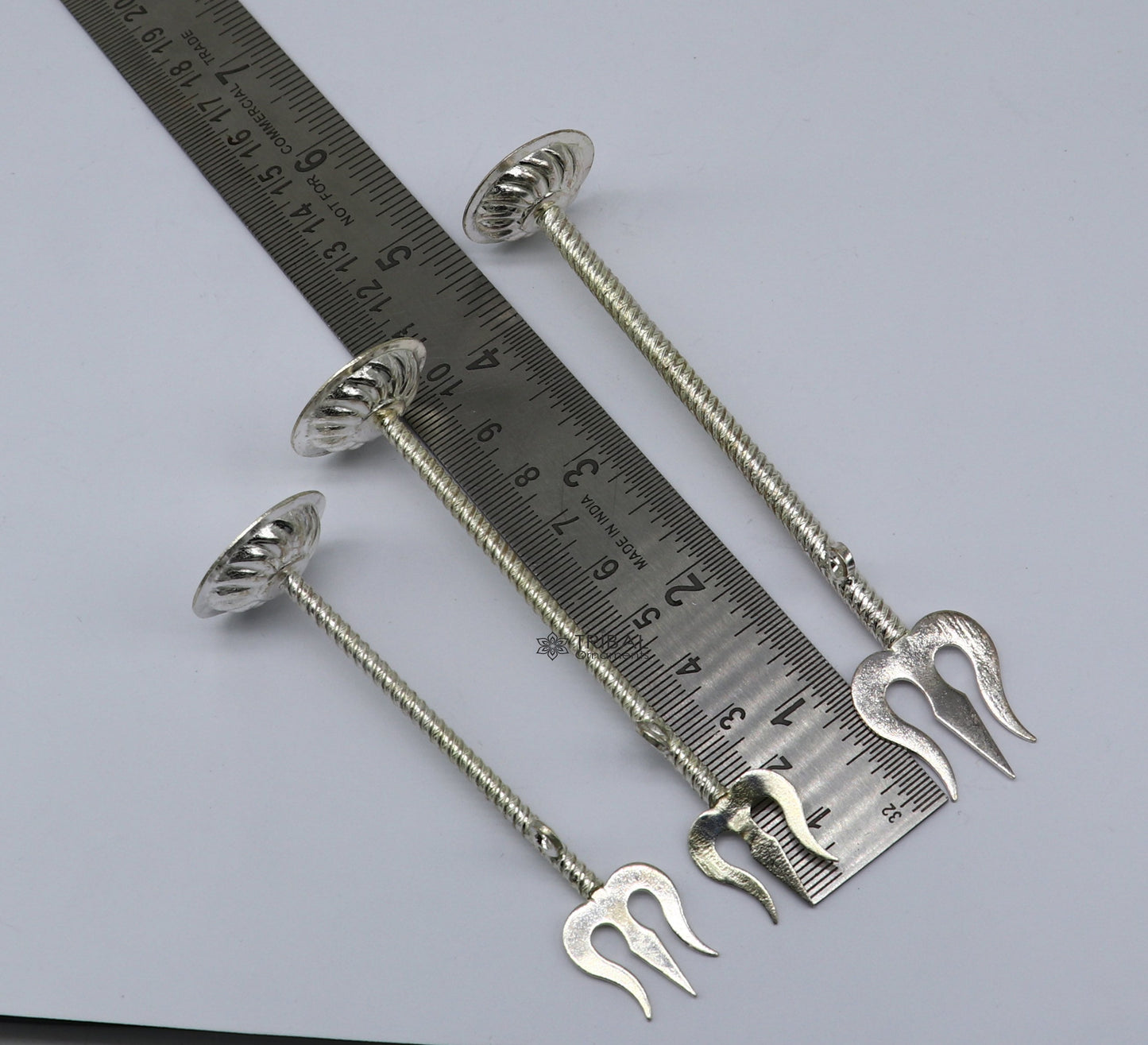 925 Sterling silver handmade lord Shiva trident, fabulous craftsmanship Mahadev trishul or goddess trident collectible puja article su1131 - TRIBAL ORNAMENTS