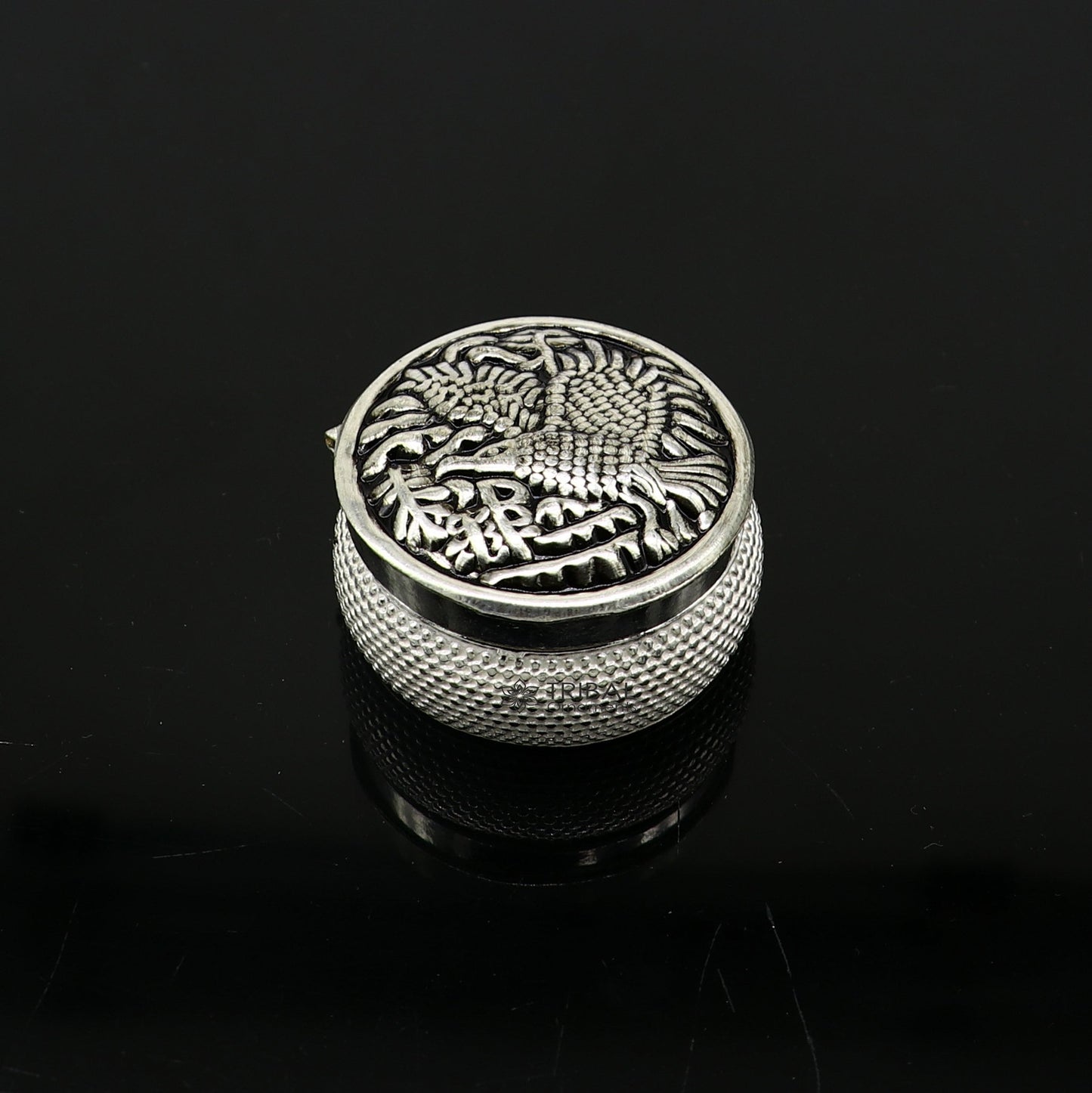 Eagle design 925 sterling silver handmade trinket box, eye kajal box, container box, kumkum box, sindur box, best brides gift stb813 - TRIBAL ORNAMENTS