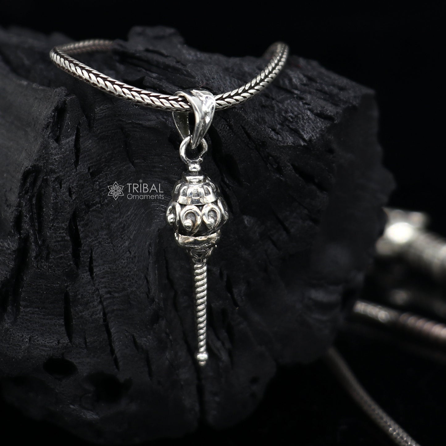 Unique Lord hanuman mace/gada 925 sterling silver small pendant, Wonderful Pendant for unisex gifting necklace nsp666 - TRIBAL ORNAMENTS