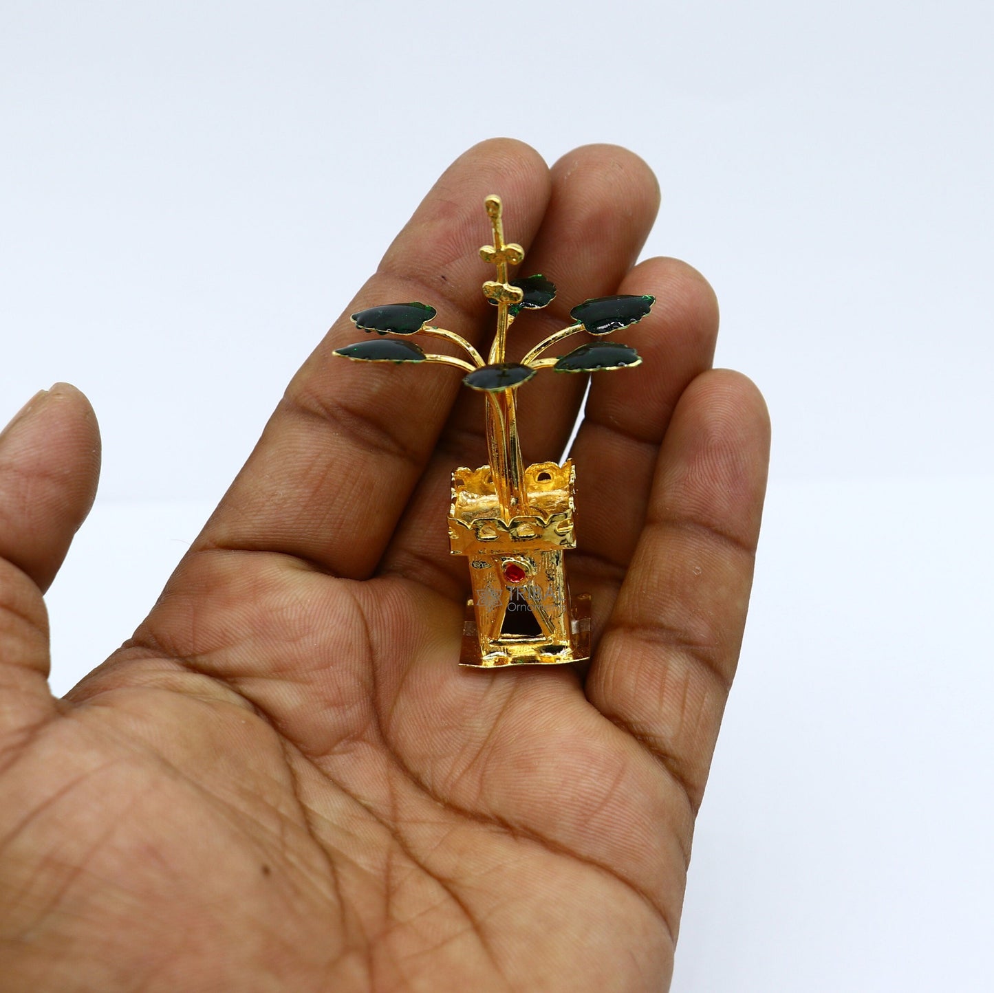 925 sterling silver handmade mini tulsi plant basil rosary plant for puja temple article, excellent silver worshiping article su1137 - TRIBAL ORNAMENTS