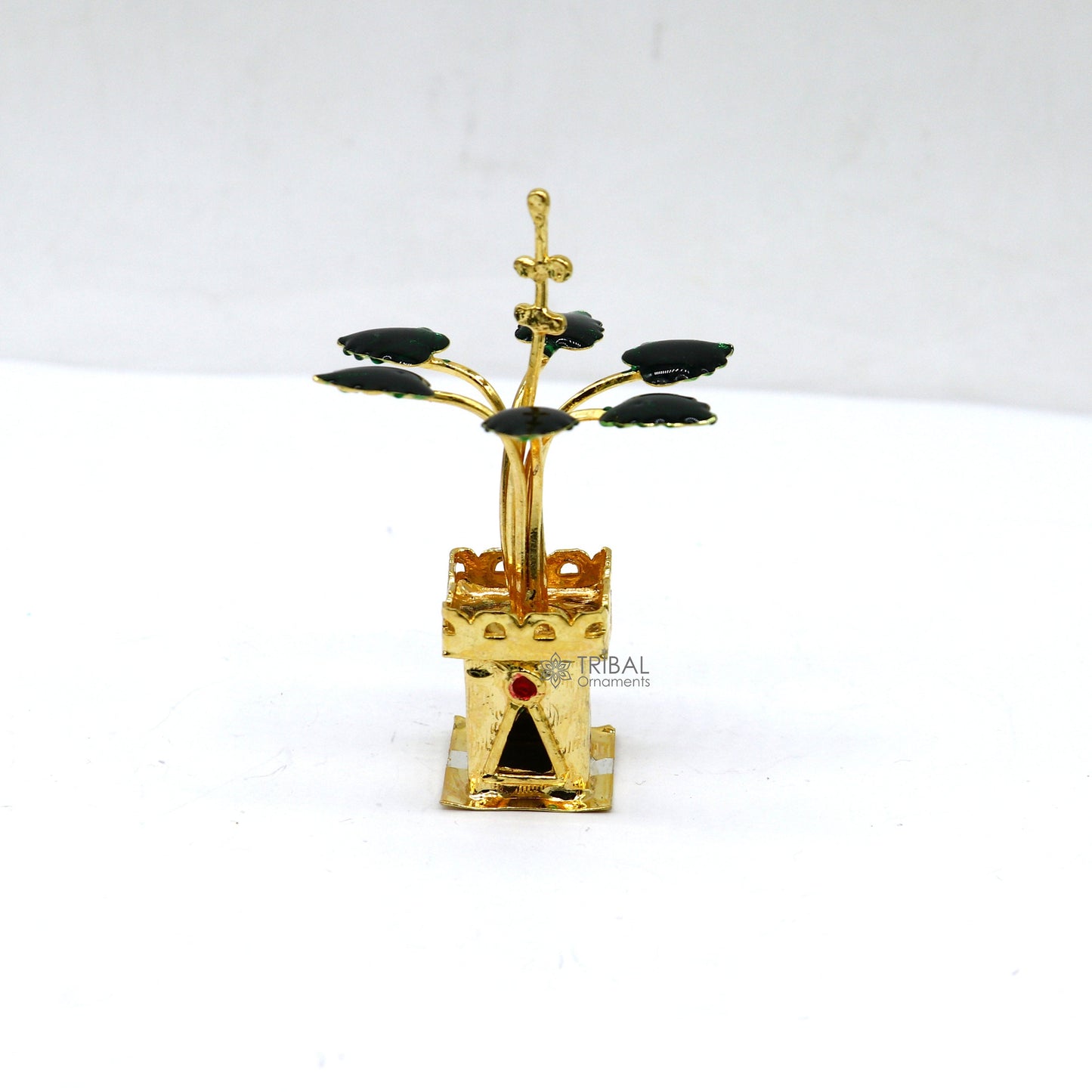 925 sterling silver handmade mini tulsi plant basil rosary plant for puja temple article, excellent silver worshiping article su1137 - TRIBAL ORNAMENTS