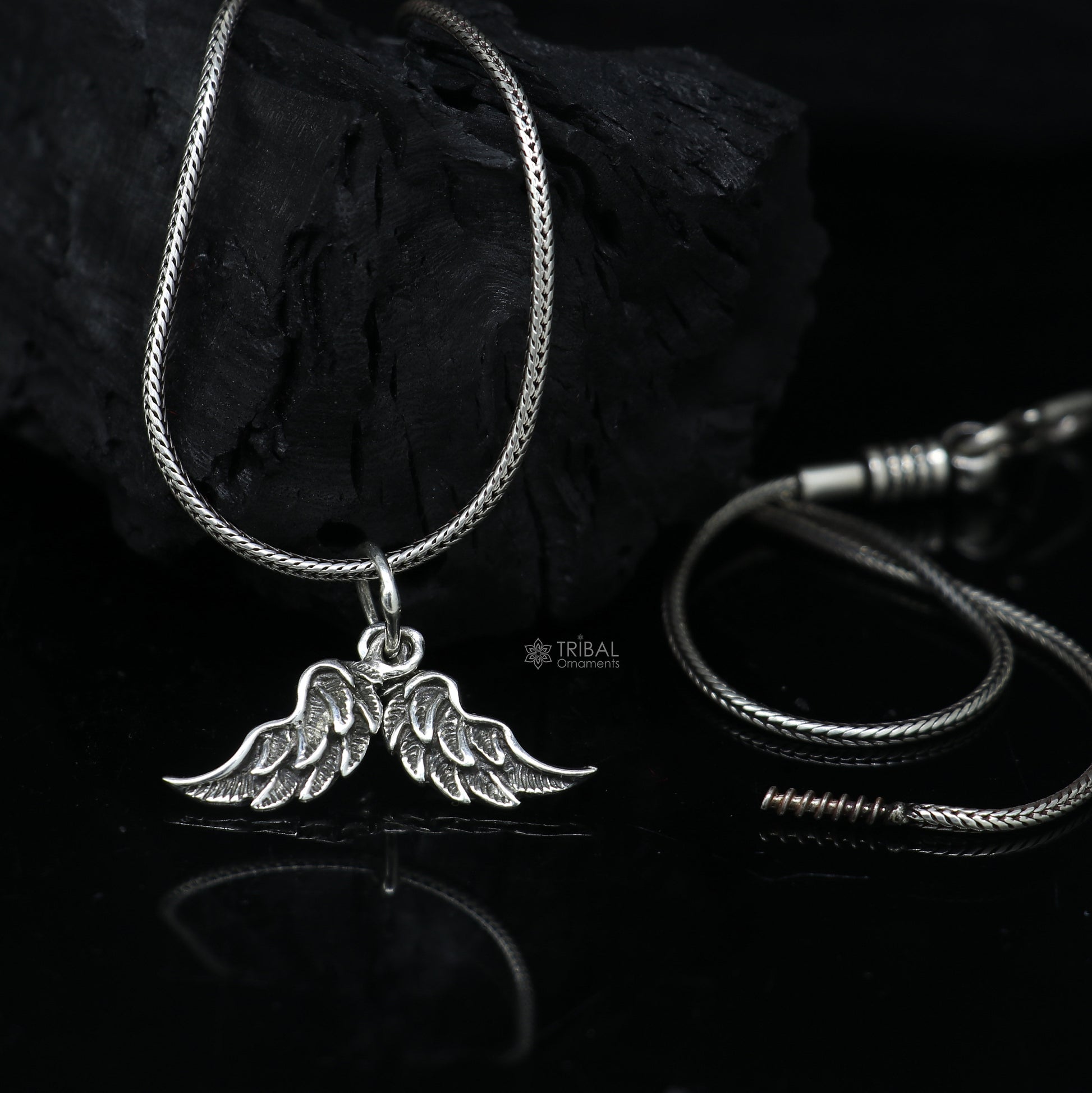 925 sterling silver unique bird wing pendant/ bird feather pendant, silver wing necklace, Angel Wing Silver pendant, animal jewelry nsp647 - TRIBAL ORNAMENTS