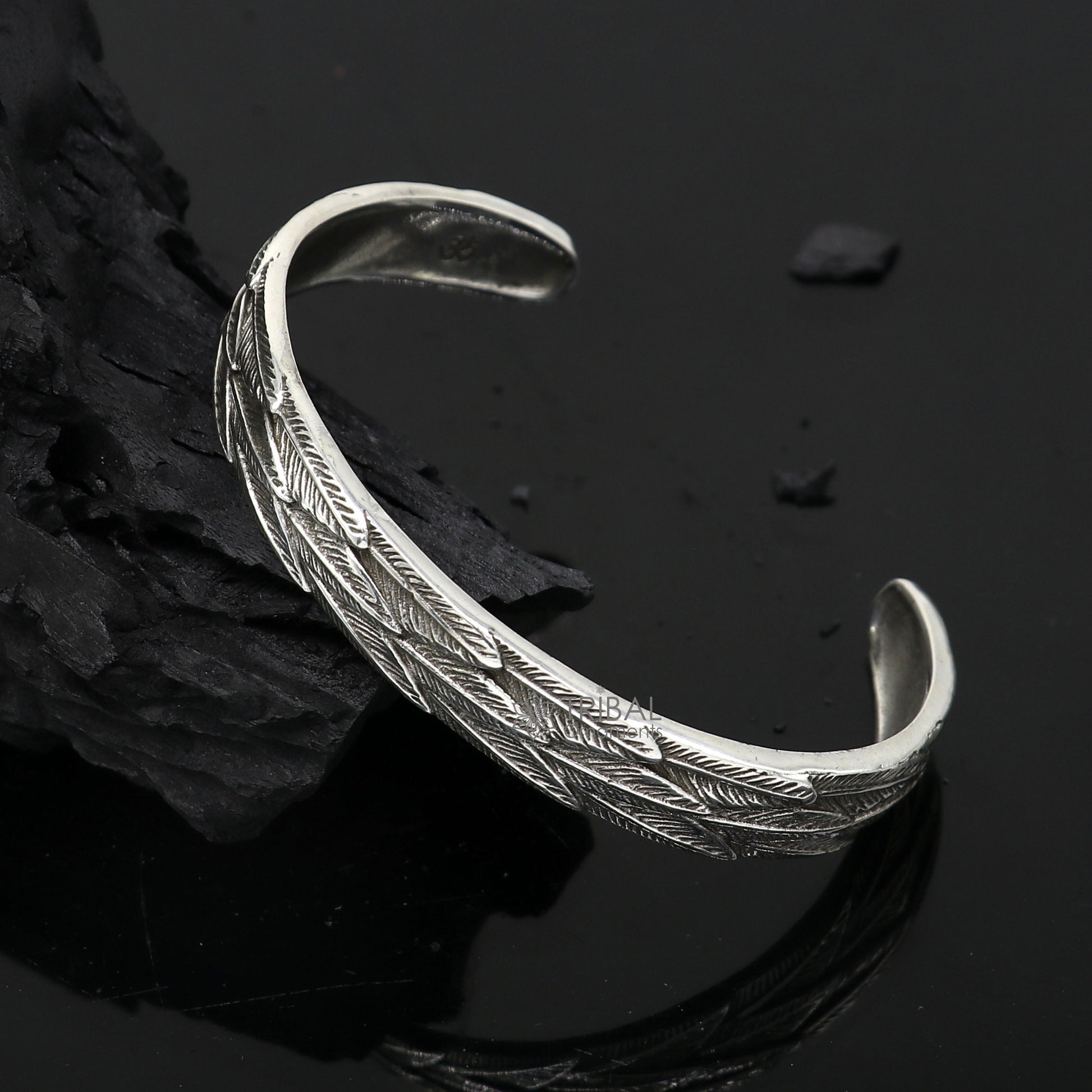 925 sterling silver handmade unique wing feather design adjustable cuff bracelet, cuff kada unsex gifting jewelry solid silver kada cuff149 - TRIBAL ORNAMENTS