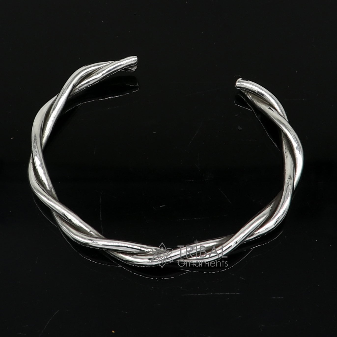 925 sterling silver handmade solid trendy twisted design fashion kada cuff bracelet, cuff kada unsex gifting jewelry solid kada cuff161 - TRIBAL ORNAMENTS