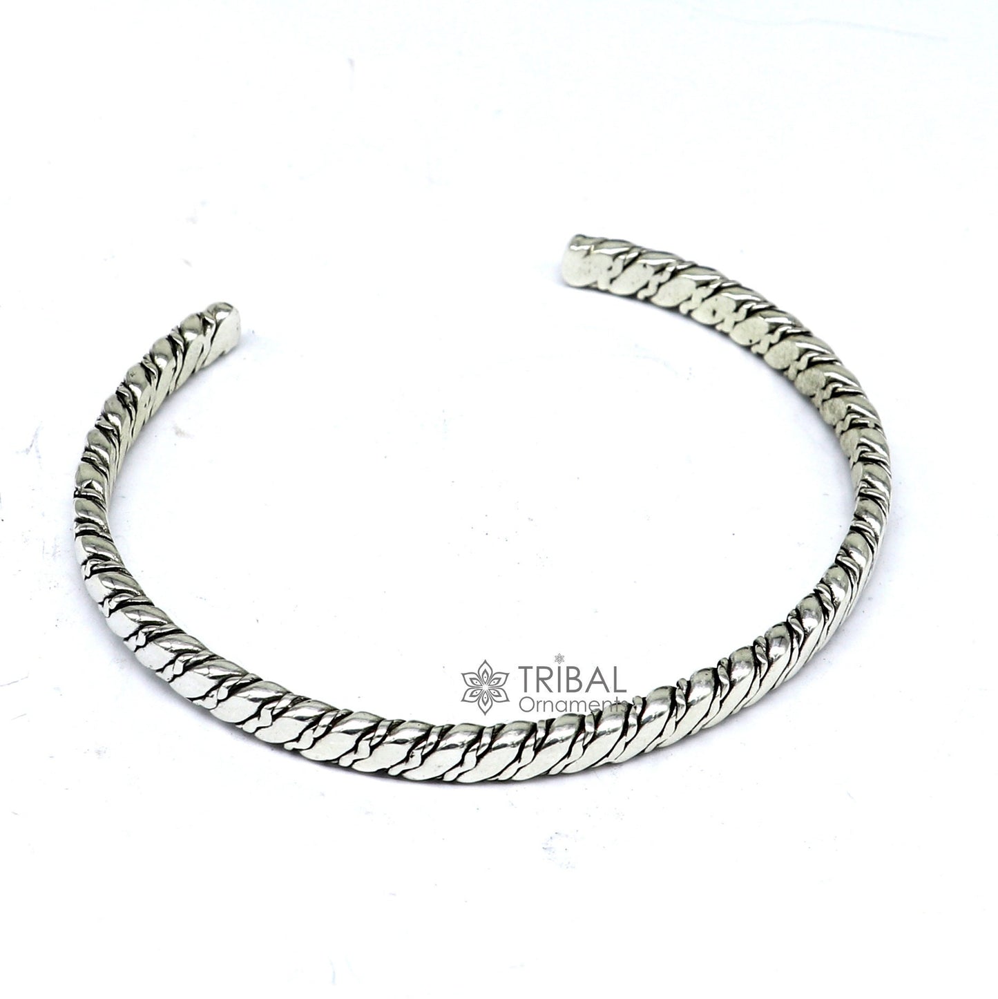 925 sterling silver handmade solid trendy spiral design fashion kada cuff bracelet, cuff kada unsex gifting jewelry solid kada cuff162 - TRIBAL ORNAMENTS