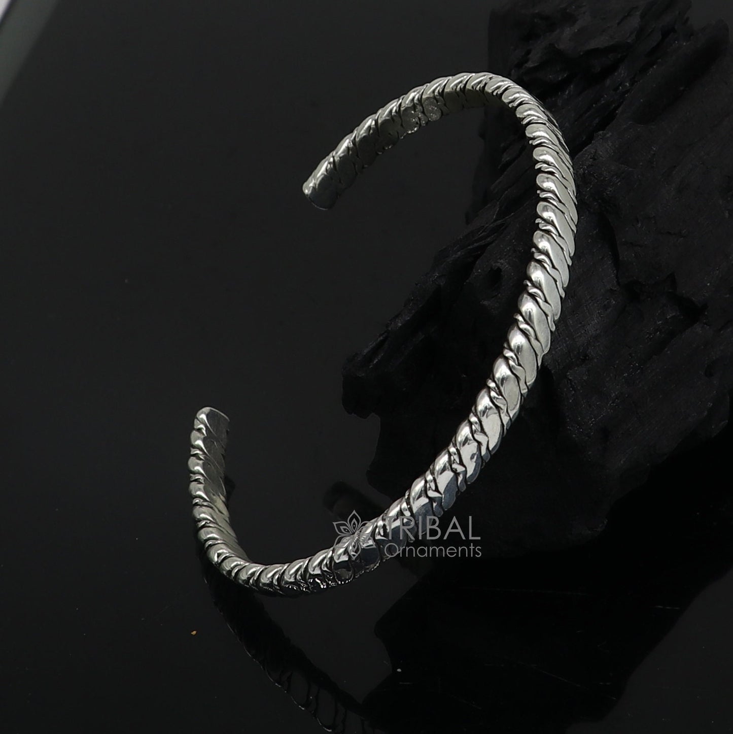 925 sterling silver handmade solid trendy spiral design fashion kada cuff bracelet, cuff kada unsex gifting jewelry solid kada cuff162 - TRIBAL ORNAMENTS