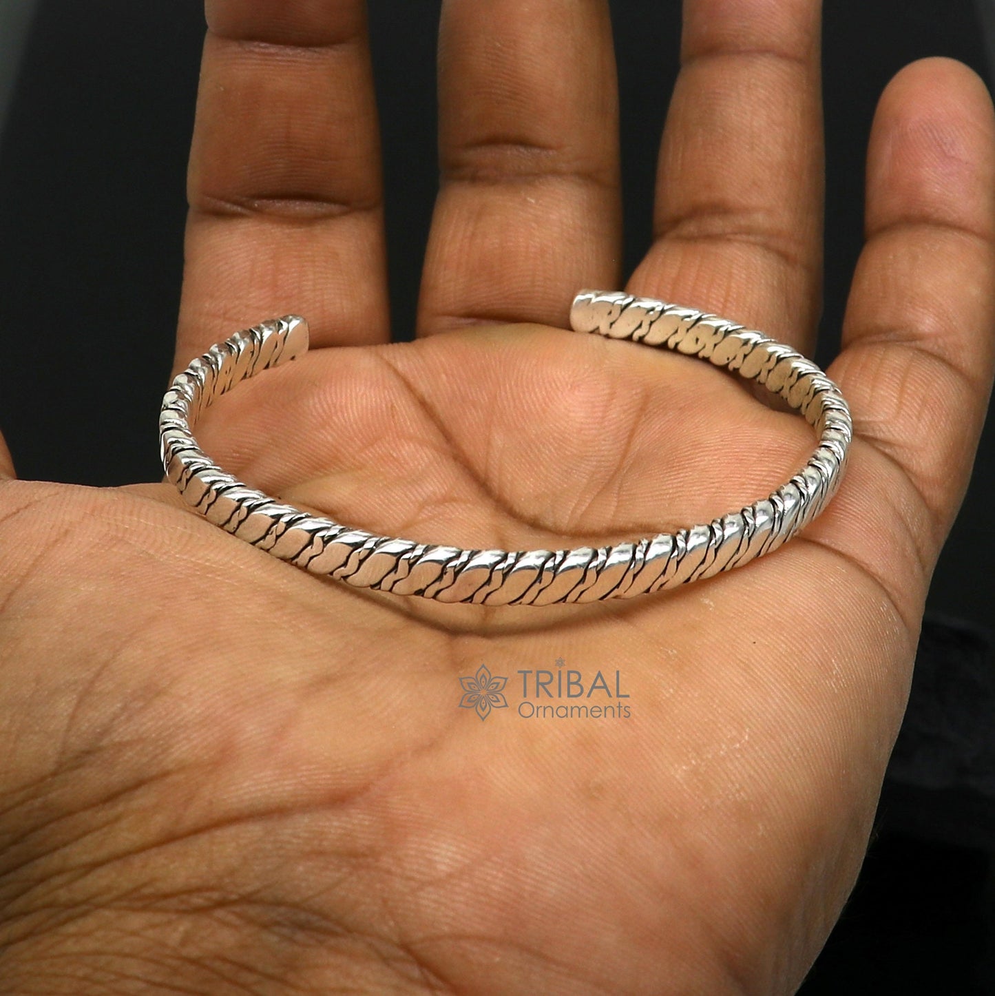 925 sterling silver handmade solid trendy spiral design fashion kada cuff bracelet, cuff kada unsex gifting jewelry solid kada cuff162 - TRIBAL ORNAMENTS