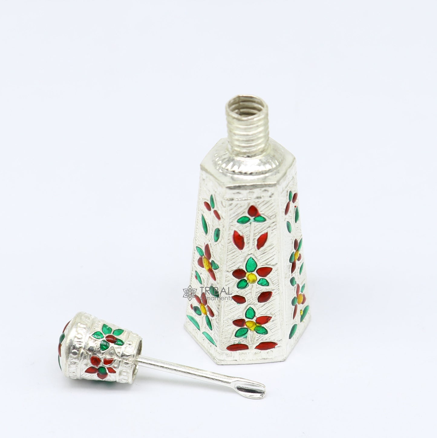 925 sterling silver sindur box, brides box/casket box bridal enamel sindur box collection, container box, eyeliner box gifting stb814 - TRIBAL ORNAMENTS