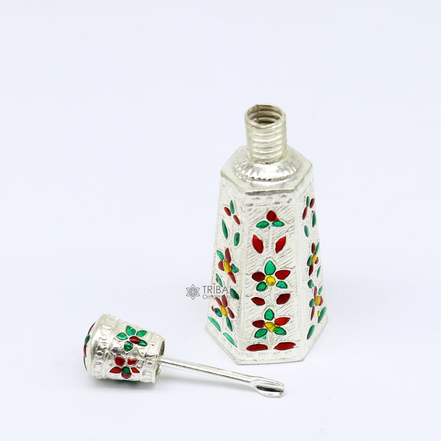 925 sterling silver sindur box, brides box/casket box bridal enamel sindur box collection, container box, eyeliner box gifting stb814 - TRIBAL ORNAMENTS