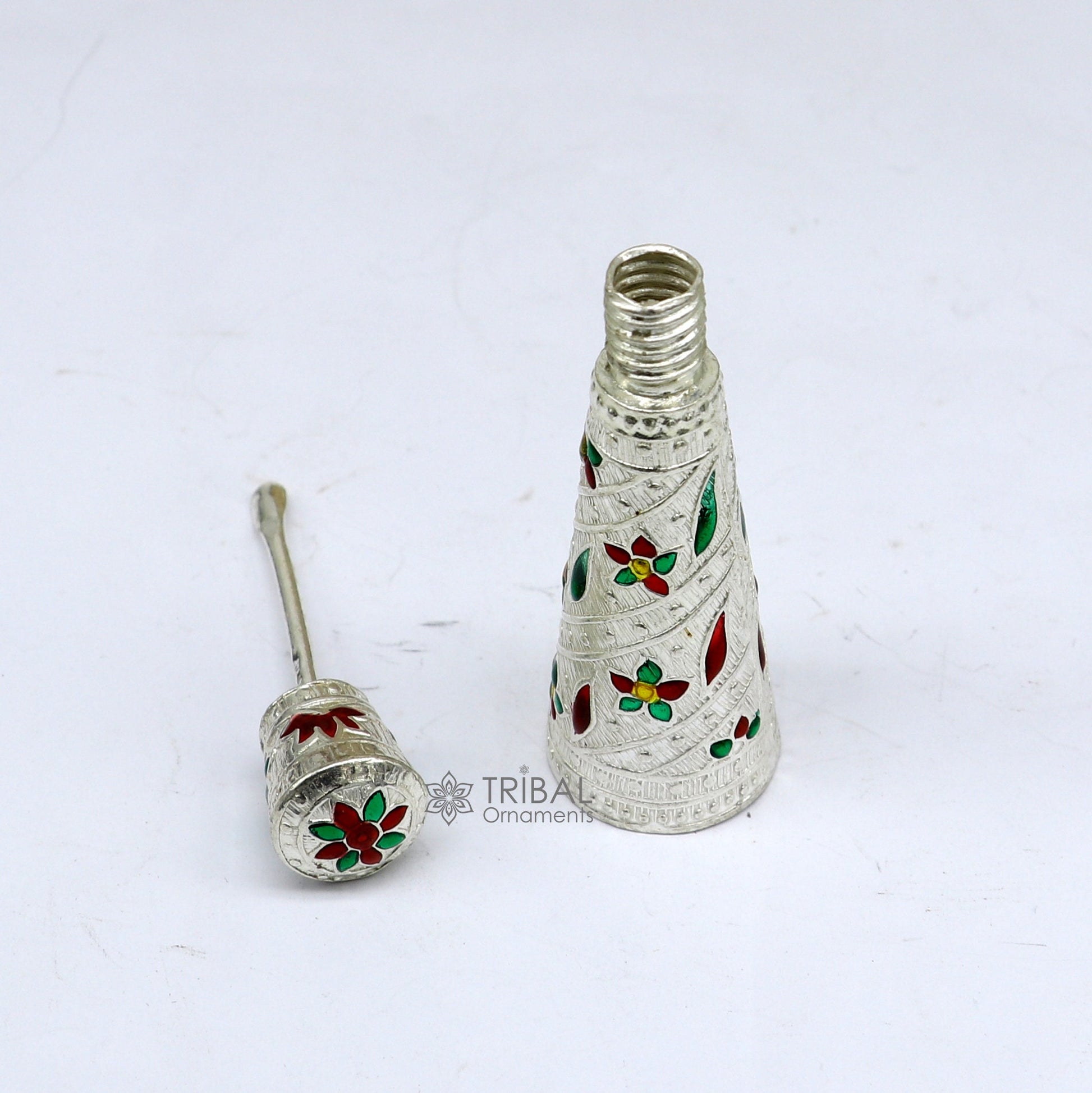 925 sterling silver sindur box, brides box/casket box bridal enamel sindur box collection, container box, eyeliner box gifting stb817 - TRIBAL ORNAMENTS