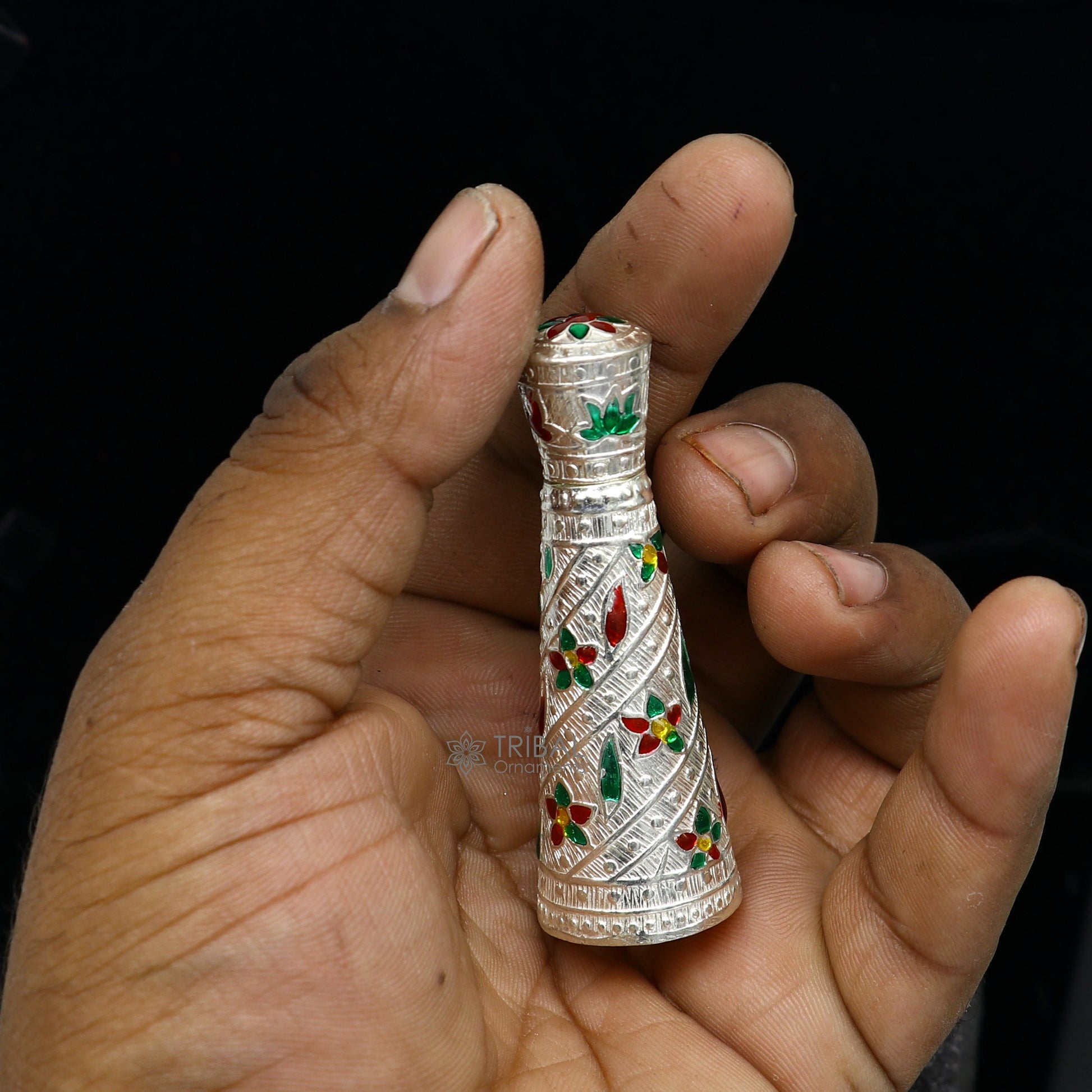 925 sterling silver sindur box, brides box/casket box bridal enamel sindur box collection, container box, eyeliner box gifting stb817 - TRIBAL ORNAMENTS