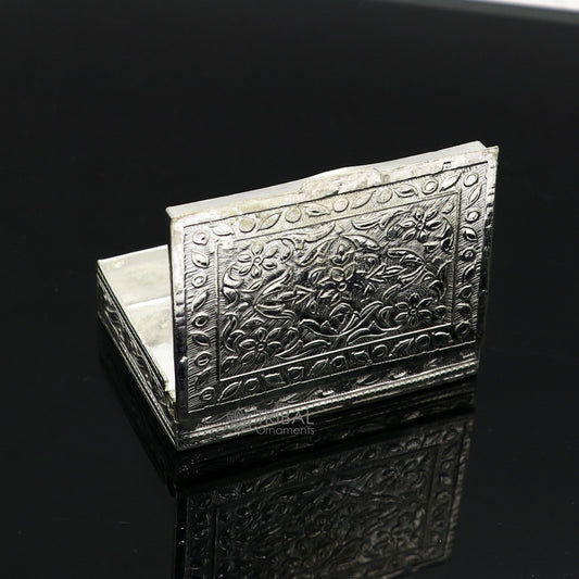 2"X1.2" 925 sterling silver trinket box, kajal box/casket box brides rectangle shape box collection, container box, eyeliner box stb821 - TRIBAL ORNAMENTS