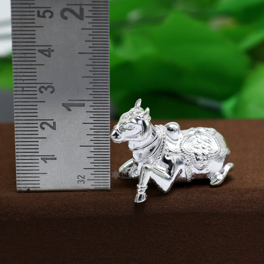 Lord Shiva Vahan Nandi Maharaj solid 925 sterling silver handmade small statue for puja, best gift for lord Shiva, divine statue art0648 - TRIBAL ORNAMENTS