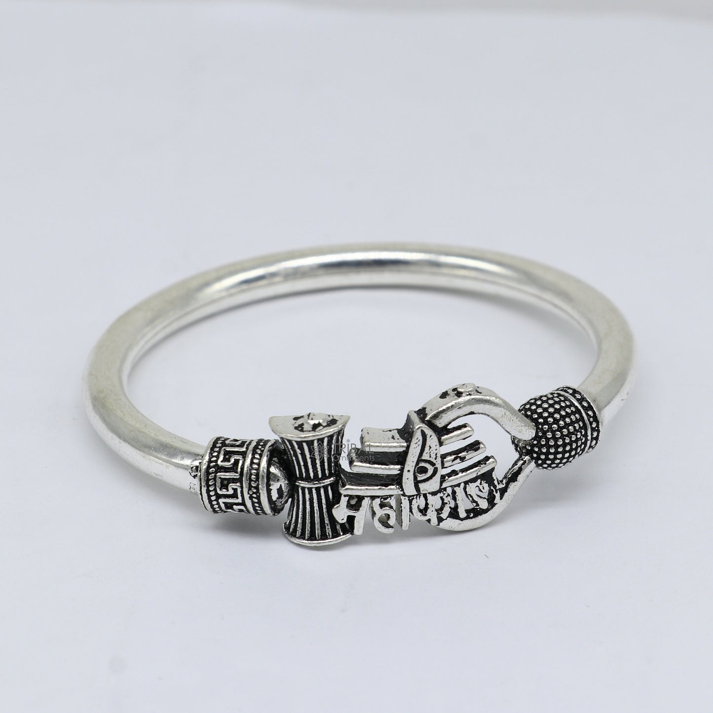 Handmade Sterling silver Lord Shiva Trident Kada Mahakal bracelet, Rudraksh bracelet, customized babhubali bangle kada giftig jewelry nsk697 - TRIBAL ORNAMENTS