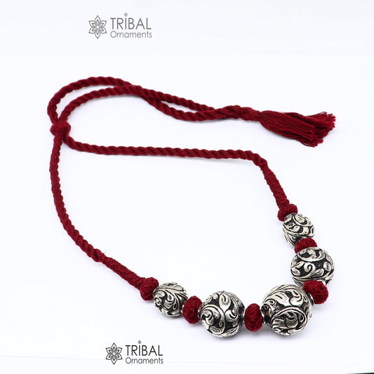 925 sterling silver Fancy stylish beaded necklace, excellent brides gifting fashion wedding ethnic necklace tribal jewelry set633 - TRIBAL ORNAMENTS