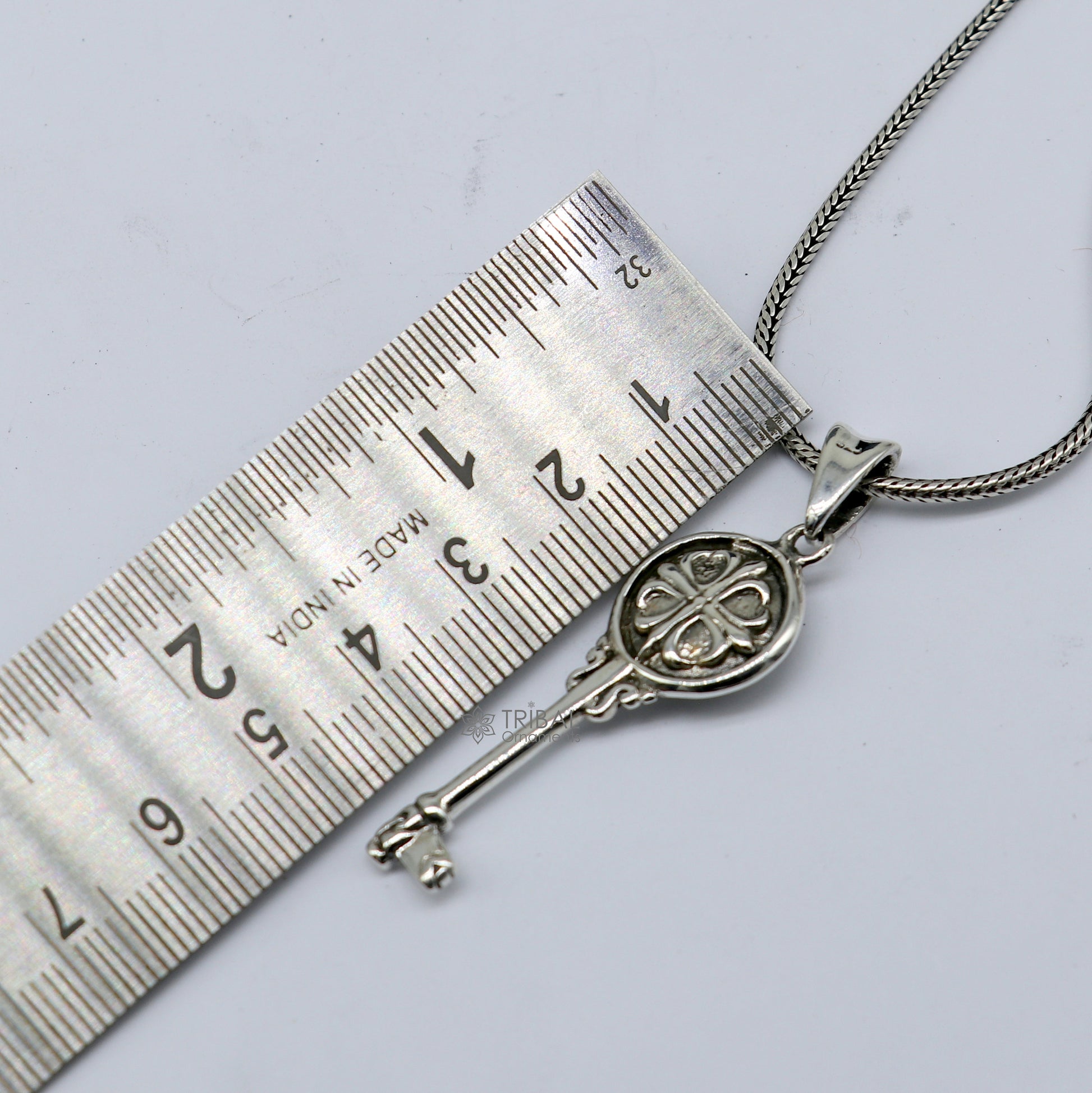 vintage style key pendant necklace 925 sterling silver amazing stylish customized jewelry from india nsp657 - TRIBAL ORNAMENTS
