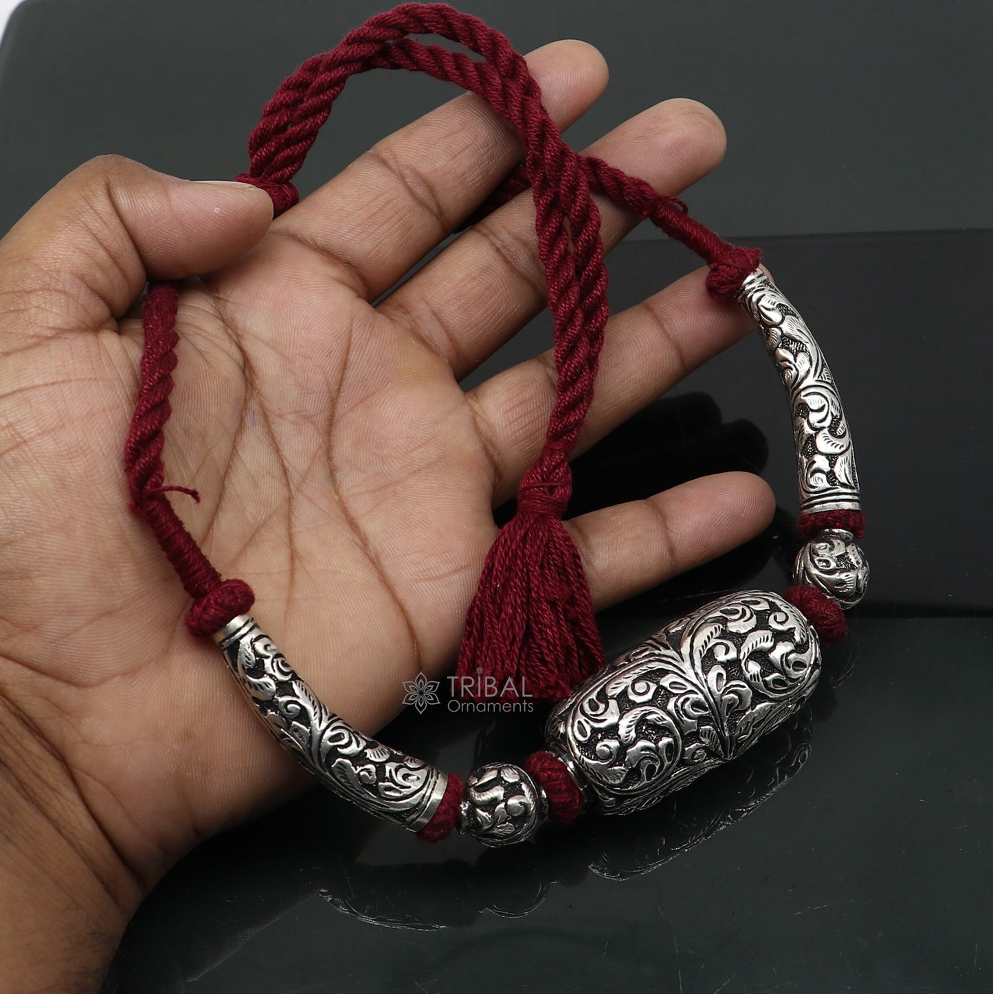 925 sterling silver modern Fancy stylish beaded necklace, excellent brides fashion wedding ethnic choker necklace tribal jewelry set635 - TRIBAL ORNAMENTS