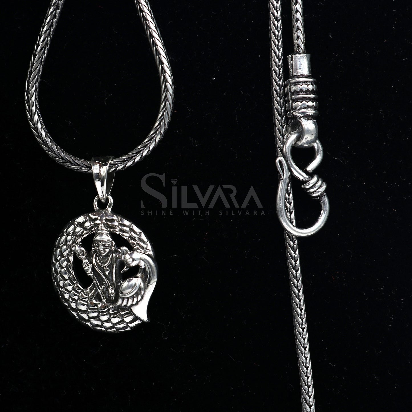 925 sterling silver Divine lord murugan KARTIKEYA pendant, excellent vintage designer silver handmade elegant pendant jewelry NSP683 - TRIBAL ORNAMENTS