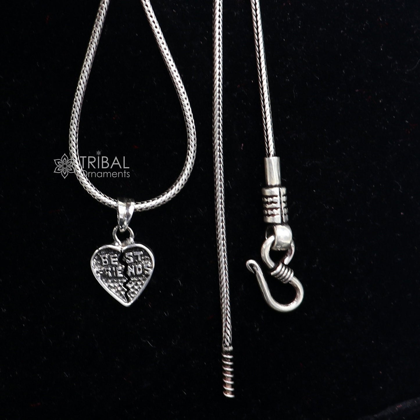 925 sterling silver handmade heart shape best friend pendant, high quality silver small pendant for boys and girls, charm pendant nsp667 - TRIBAL ORNAMENTS