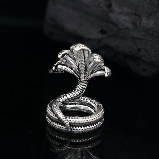 925 sterling silver solid divine panchmukhi Sheshnag, wonderful shiva snake amazing puja articles or utensils for home or temple art651 - TRIBAL ORNAMENTS