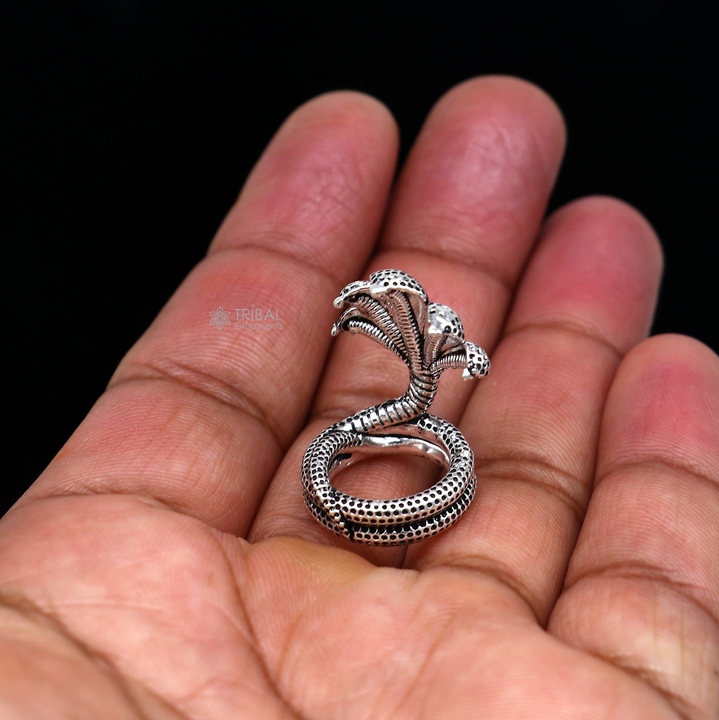 925 sterling silver solid divine panchmukhi Sheshnag, wonderful shiva snake amazing puja articles or utensils for home or temple art651 - TRIBAL ORNAMENTS