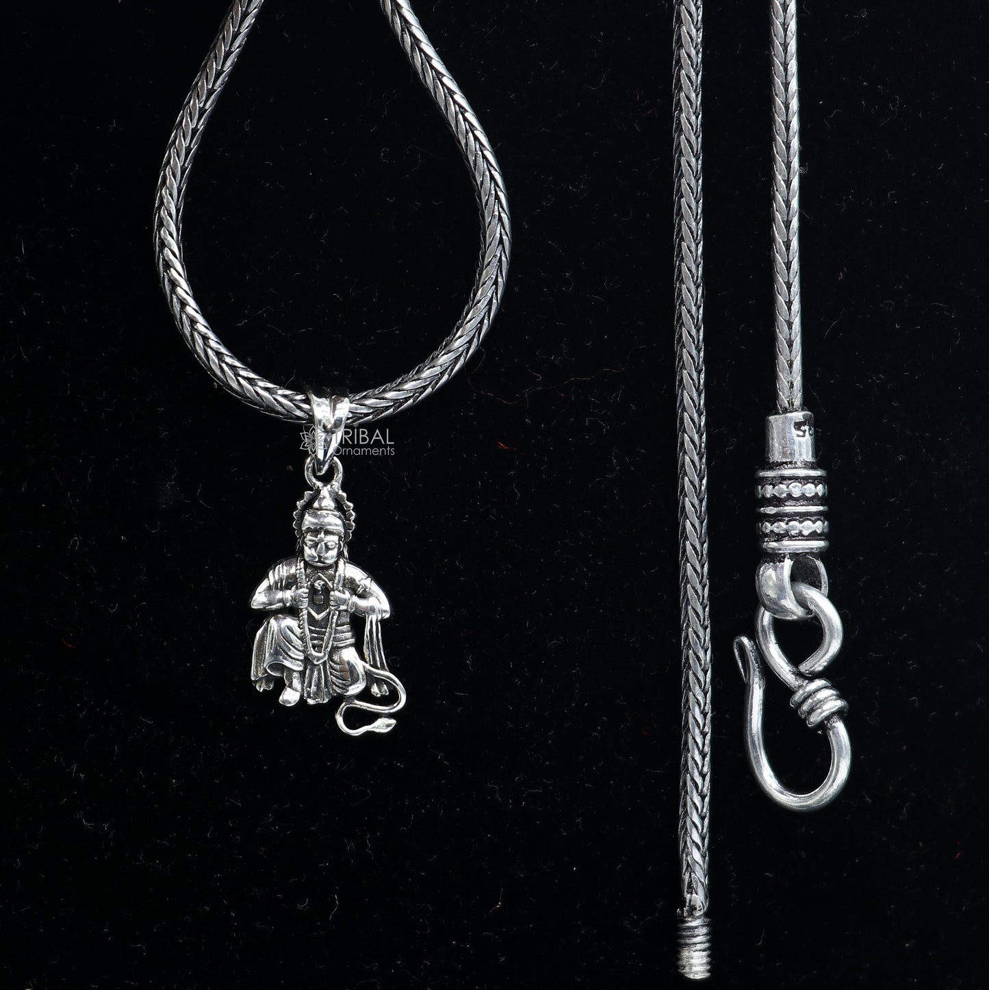 925 sterling silver handmade Hindu idol God Lord hanuman pendant, amazing divine lord bajarangbali pendant unisex gifting jewelry NSP686 - TRIBAL ORNAMENTS