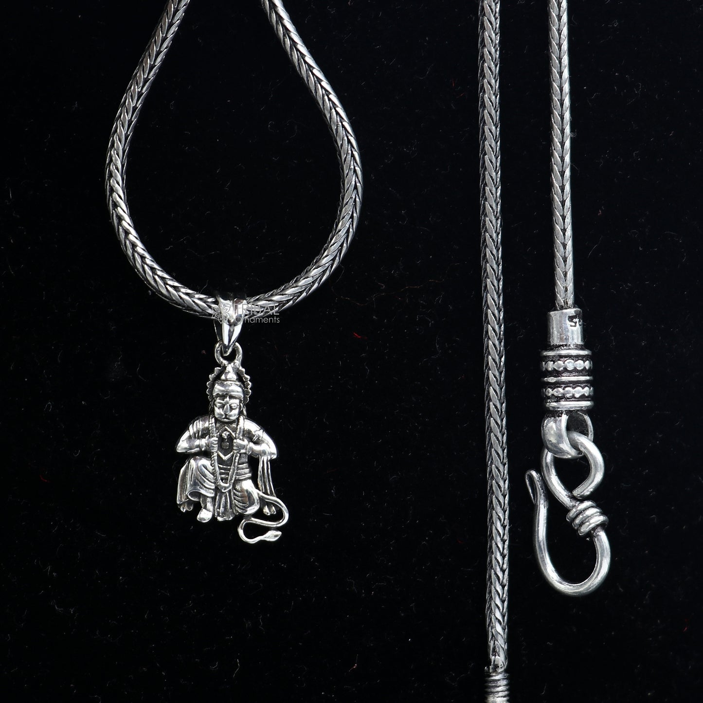 925 sterling silver handmade Hindu idol God Lord hanuman pendant, amazing divine lord bajarangbali pendant unisex gifting jewelry NSP686 - TRIBAL ORNAMENTS