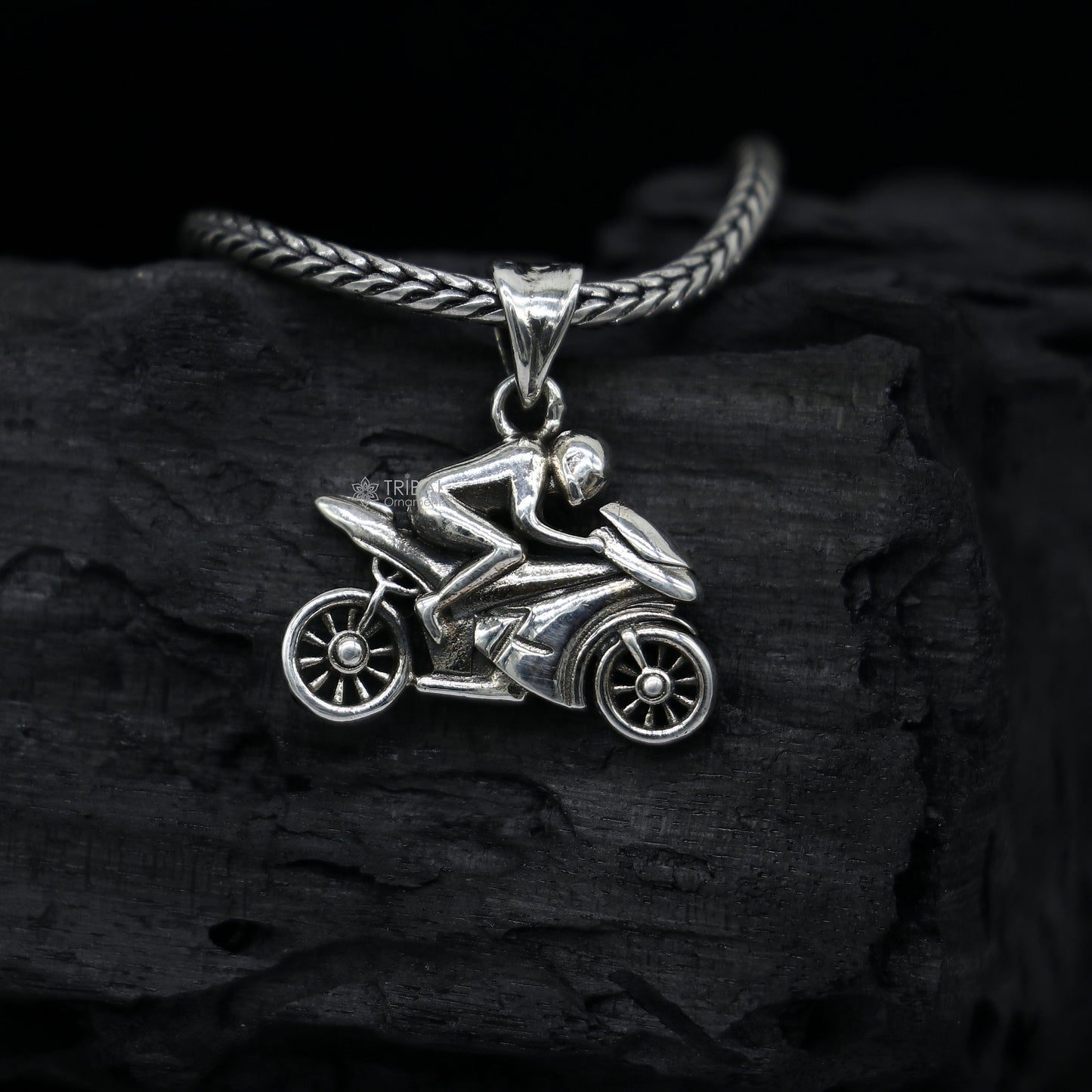 925 Sterling silver bike or motorcycle pendant, amazing stylish unique bike lover pendant unisex gifting jewelry nsp690 - TRIBAL ORNAMENTS