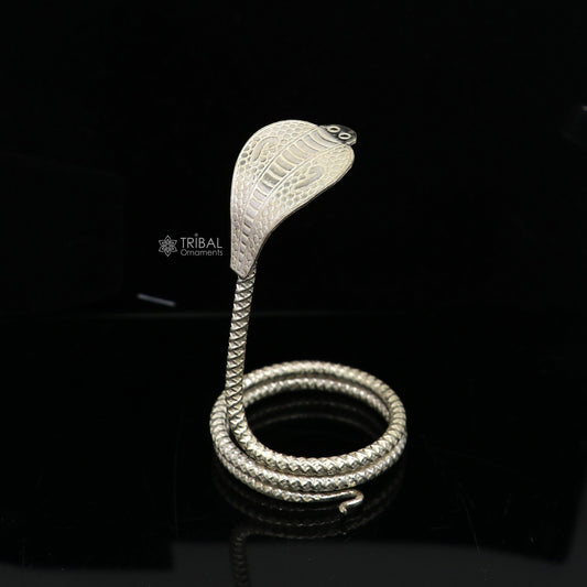 Shiva Snake Solid silver handmade Divine vintage style mini snake or shiva snake for puja or worshipping, solid Diwali puja article su1147 - TRIBAL ORNAMENTS