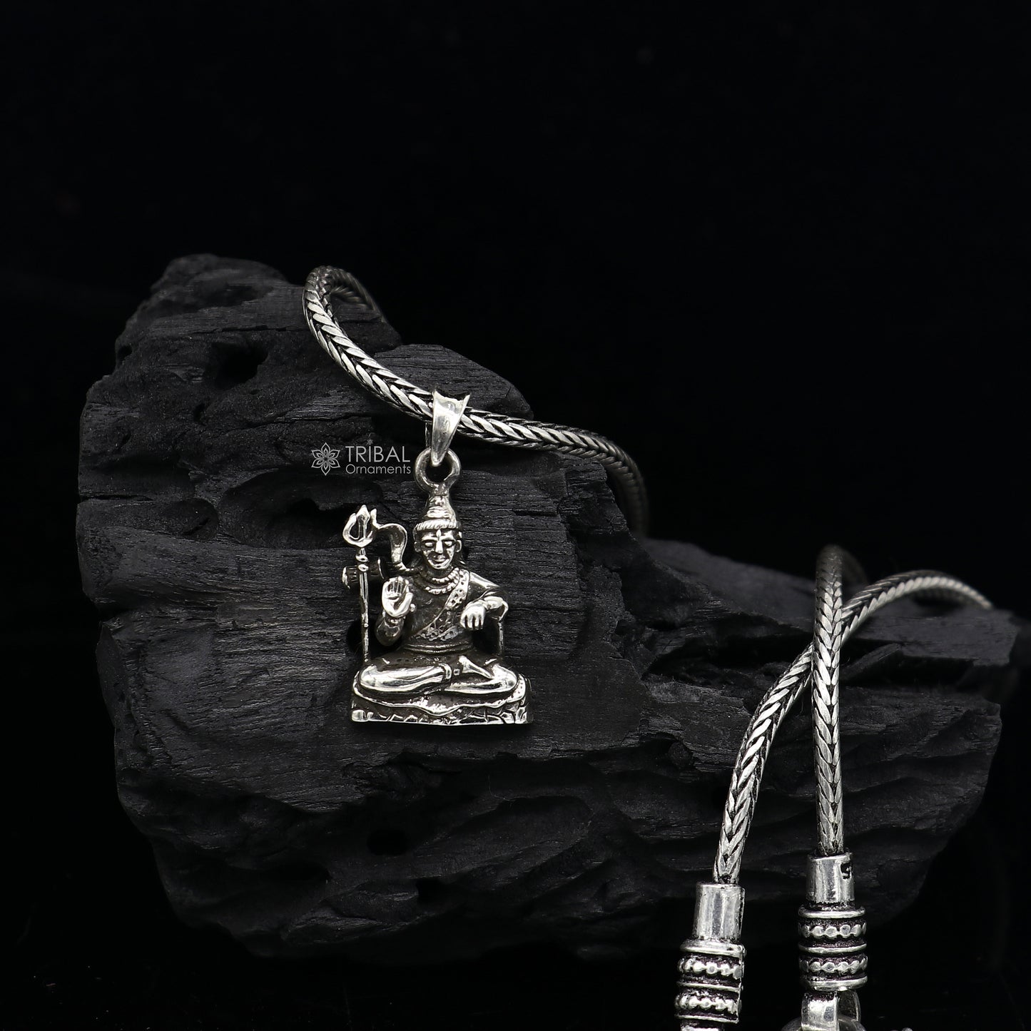 925 sterling silver Divine lord shiva pendant, excellent vintage designer silver handmade holy blessing pendant jewelry nsp696 - TRIBAL ORNAMENTS