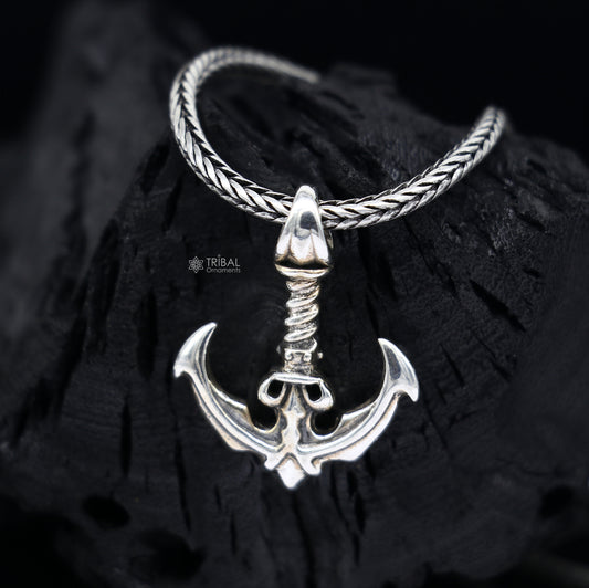 925 sterling silver unique design Anchor Sailor pendant wheat chain necklace locket best gifting jewelry Nsp714 - TRIBAL ORNAMENTS