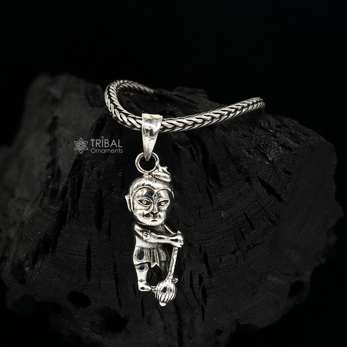 925 pure silver lord BAL HANUMAN pendant best gifting pendant, wheat chain necklace locket best gifting delicate unisex jewelry Nsp722 - TRIBAL ORNAMENTS
