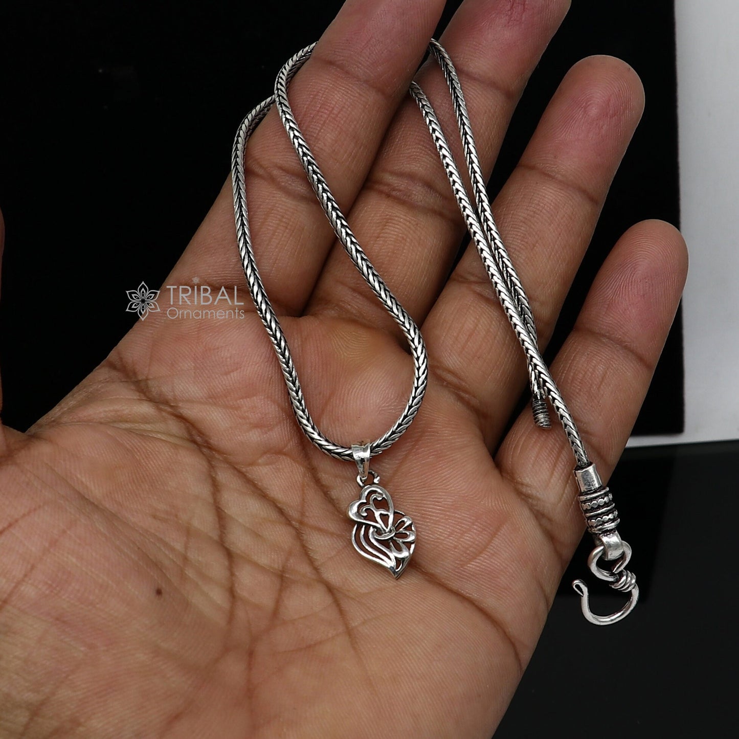 925 pure silver Divine HEART pendant best gifting pendant, wheat chain necklace locket best gifting delicate unisex jewelry NSP723 - TRIBAL ORNAMENTS