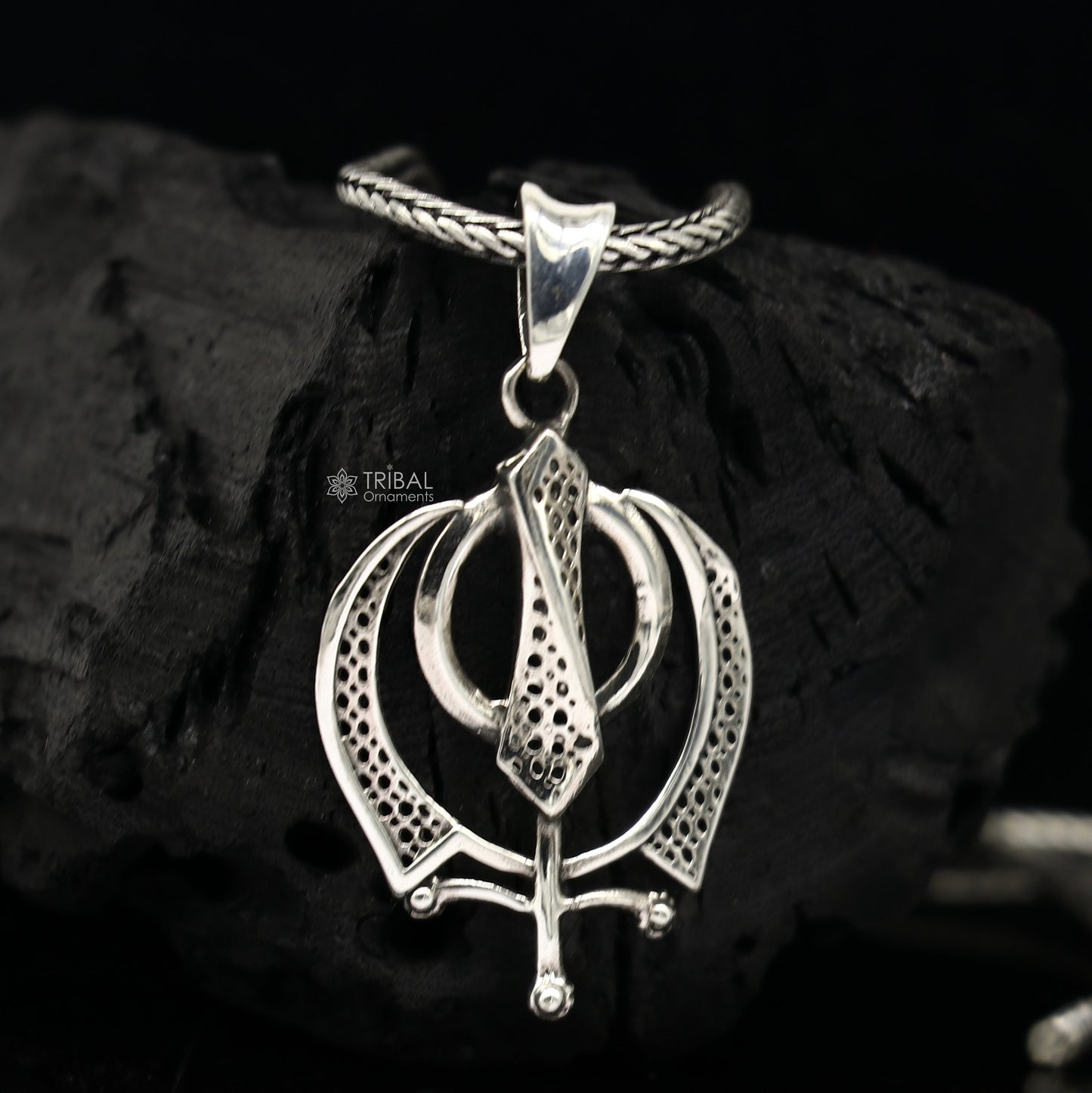 925 pure silver Divine GURU Nanak sahib khalsa pendant best gifting pendant, wheat chain necklace locket delicate unisex jewelry nsp727 - TRIBAL ORNAMENTS