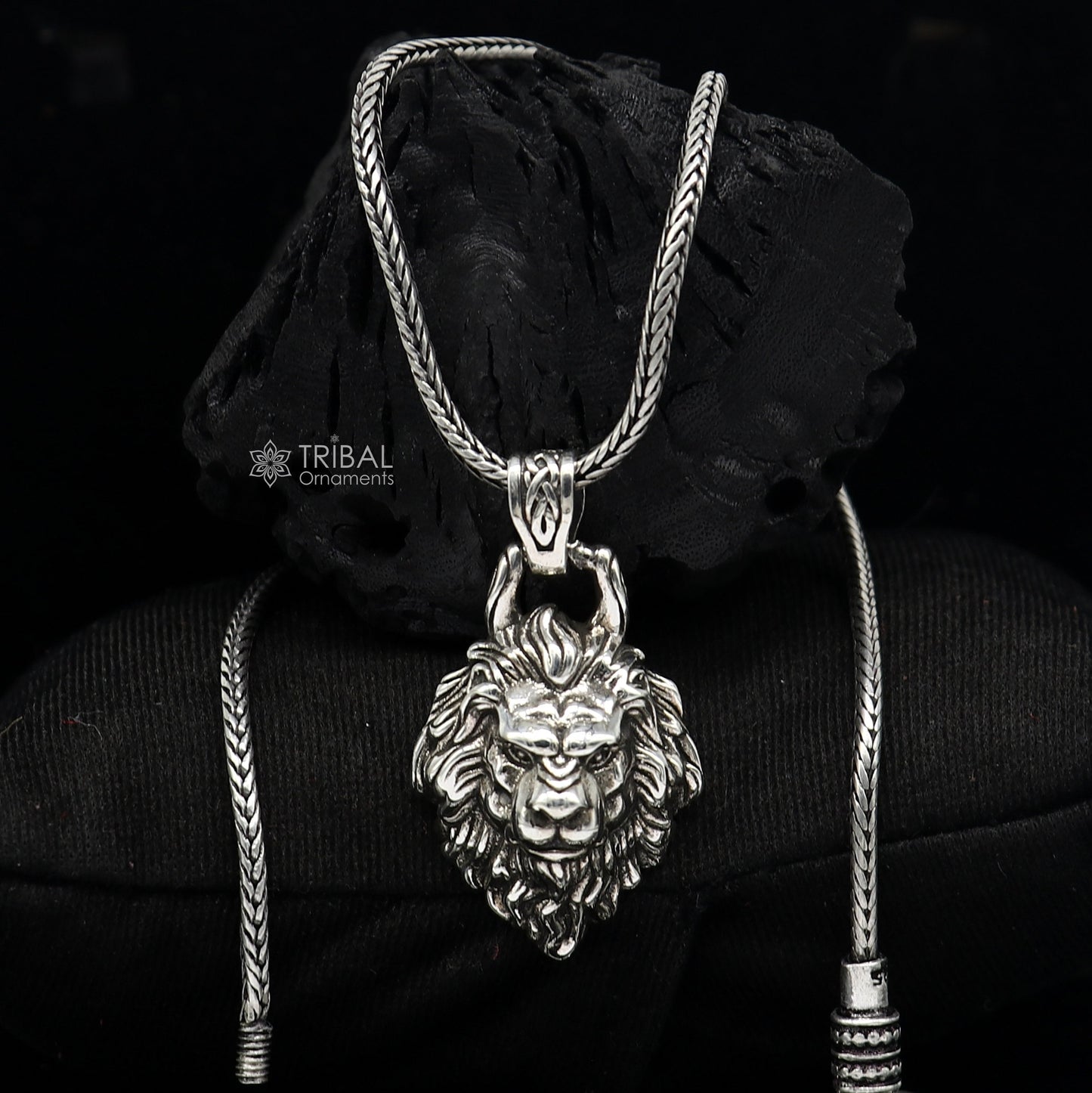 925 pure silver LION FACE pendant best gifting pendant, wheat chain necklace locket best gifting jewelry NSP729 - TRIBAL ORNAMENTS