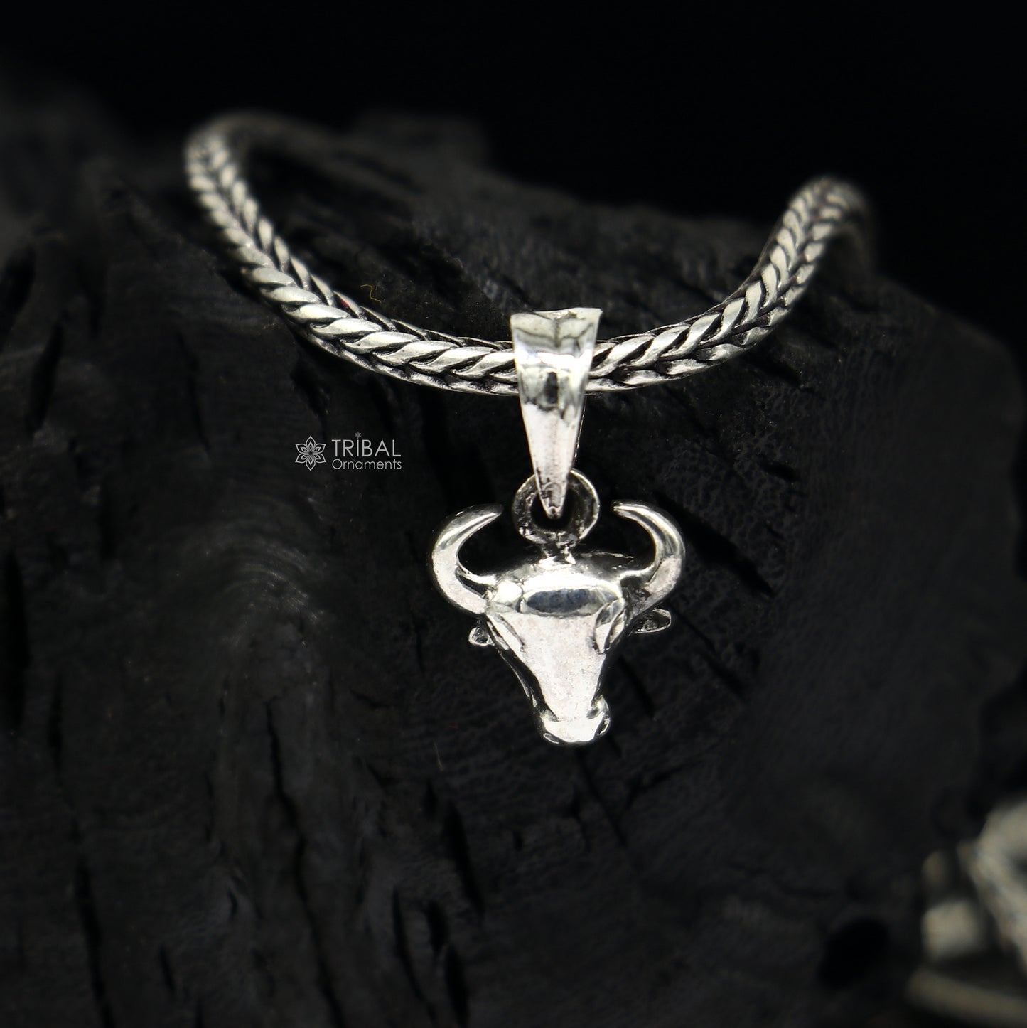 925 pure silver divine BULL face pendant best gifting pendant, wheat chain necklace locket best gifting delicate unisex jewelry nsp734 - TRIBAL ORNAMENTS