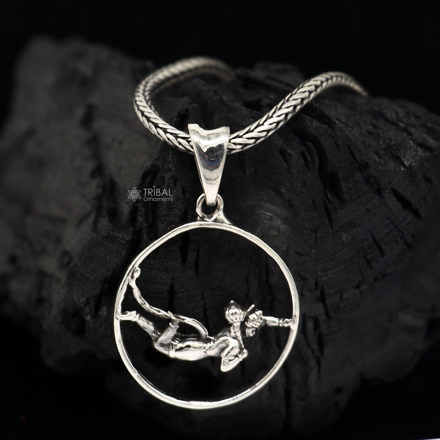 925 pure silver LORD HANUMAN pendant best gifting pendant, wheat chain necklace locket best gifting delicate unisex jewelry nsp742 - TRIBAL ORNAMENTS