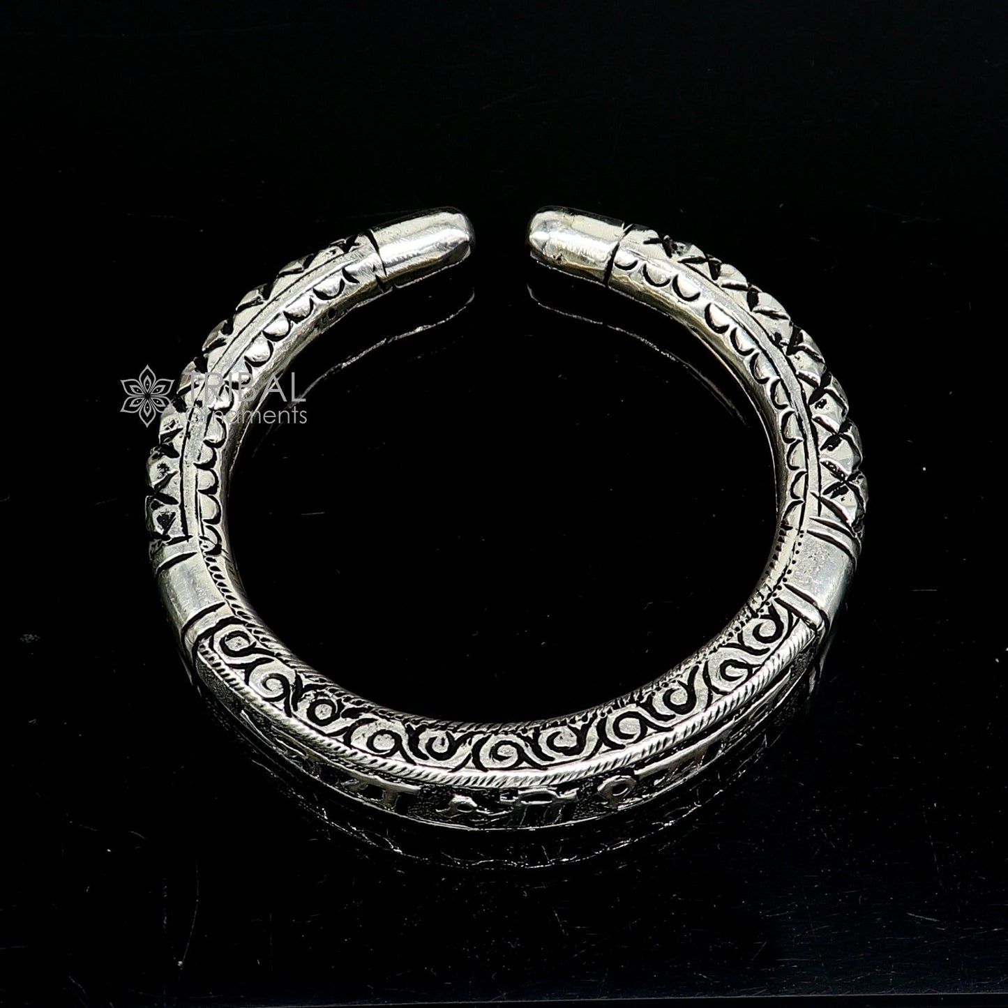 925 Sterling silver handmade chitai work "jai shree shyam" lord krishna mantra bracelet kada best divine unisex tribal ethnic jewelry nsk708 - TRIBAL ORNAMENTS