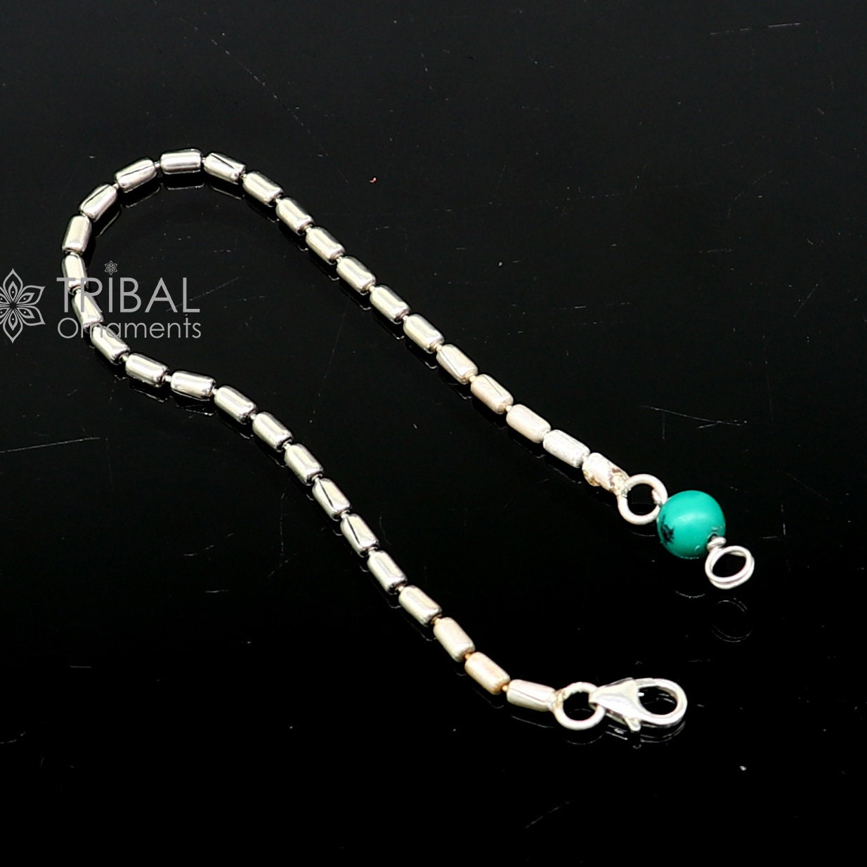 7" inches long vintage design 925 sterling silver handmade chain flexible customized bracelet girl's or boy's tribal jewelry india sbr682 - TRIBAL ORNAMENTS