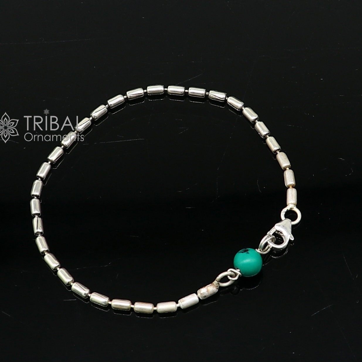 7" inches long vintage design 925 sterling silver handmade chain flexible customized bracelet girl's or boy's tribal jewelry india sbr682 - TRIBAL ORNAMENTS