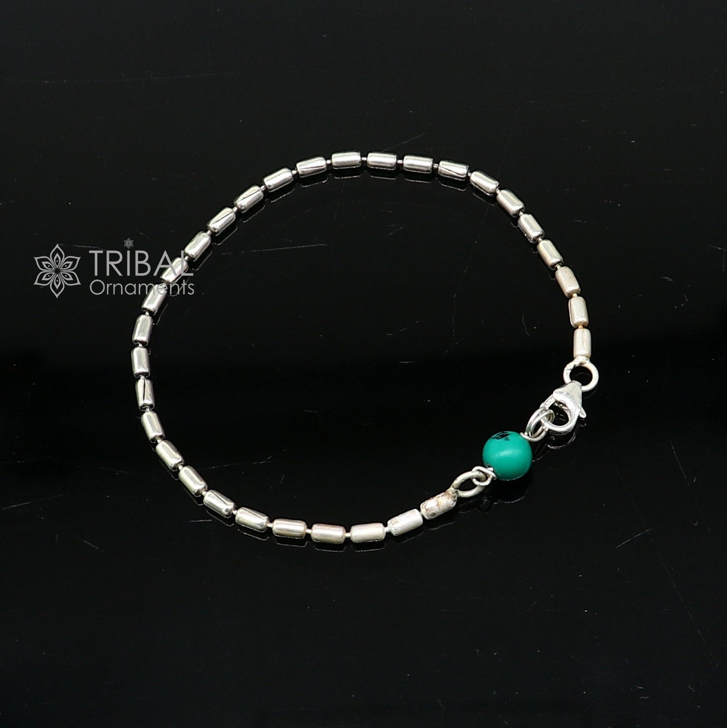 7" inches long vintage design 925 sterling silver handmade chain flexible customized bracelet girl's or boy's tribal jewelry india sbr682 - TRIBAL ORNAMENTS