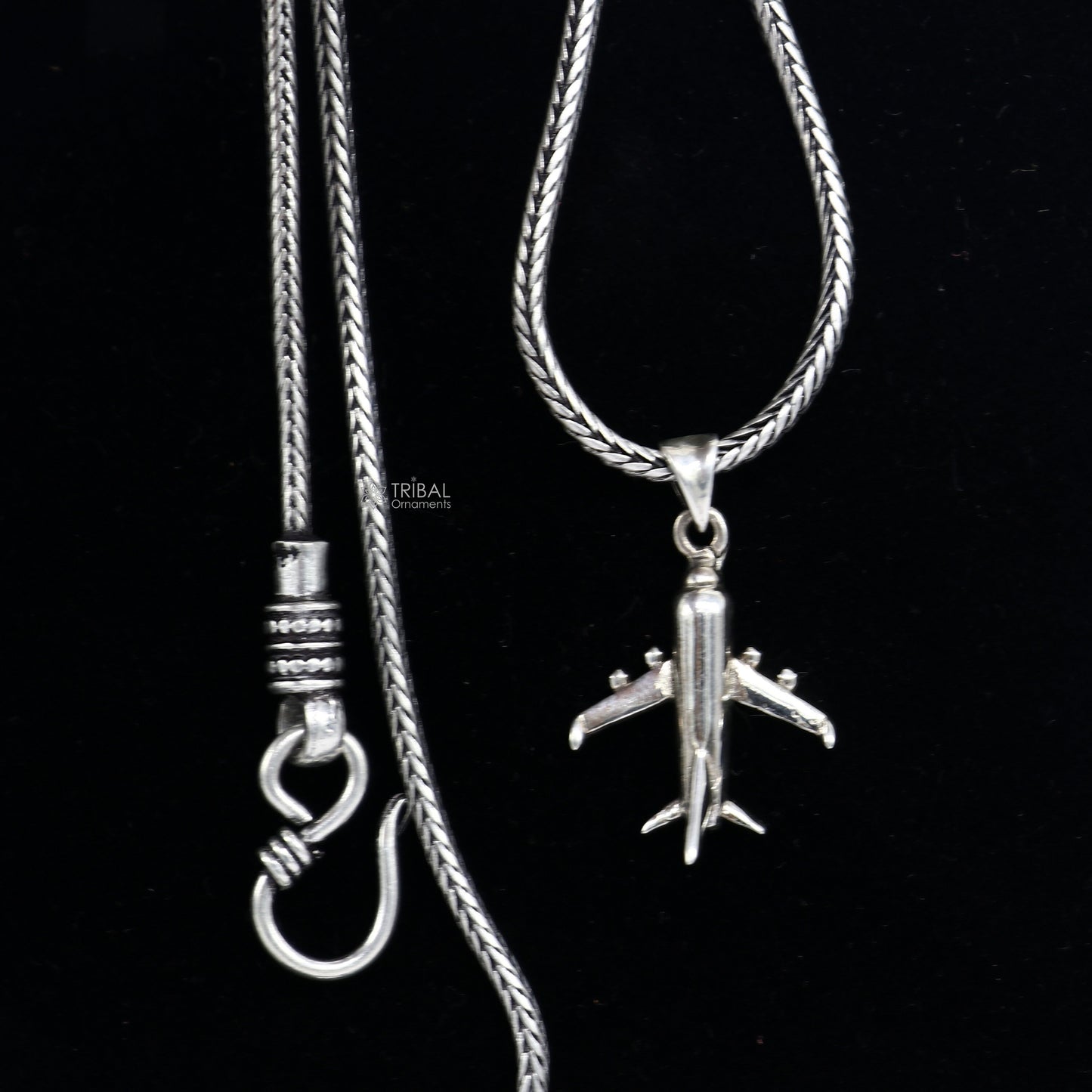 925 pure silver Divine AEROPLANE/Fiter jet pendant best gifting pendant, wheat chain necklace locket delicate unisex jewelry NSP754 - TRIBAL ORNAMENTS